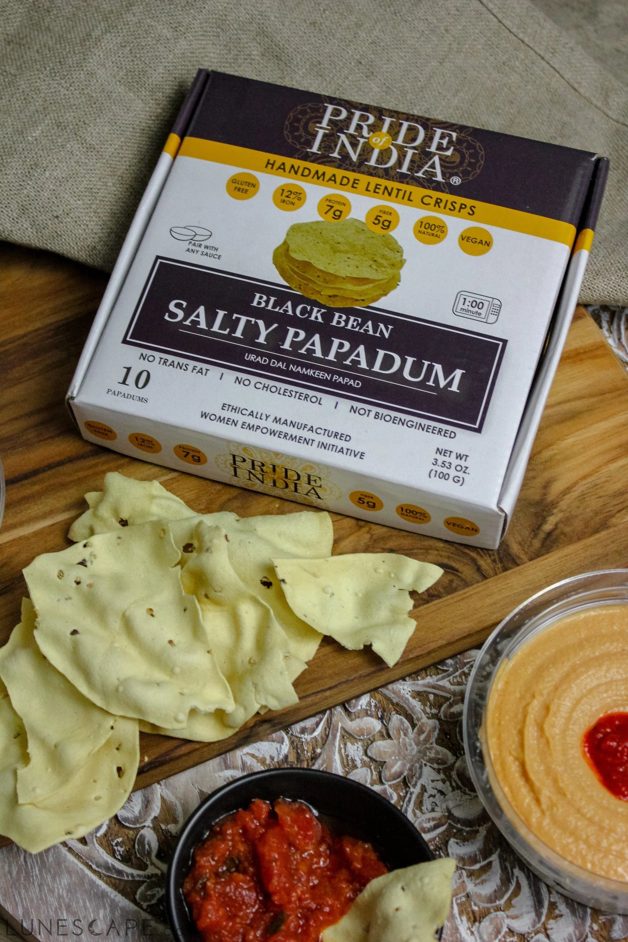 Salty Black Bean Namkeen Papadum Lentil Crisp LUNESCAPE