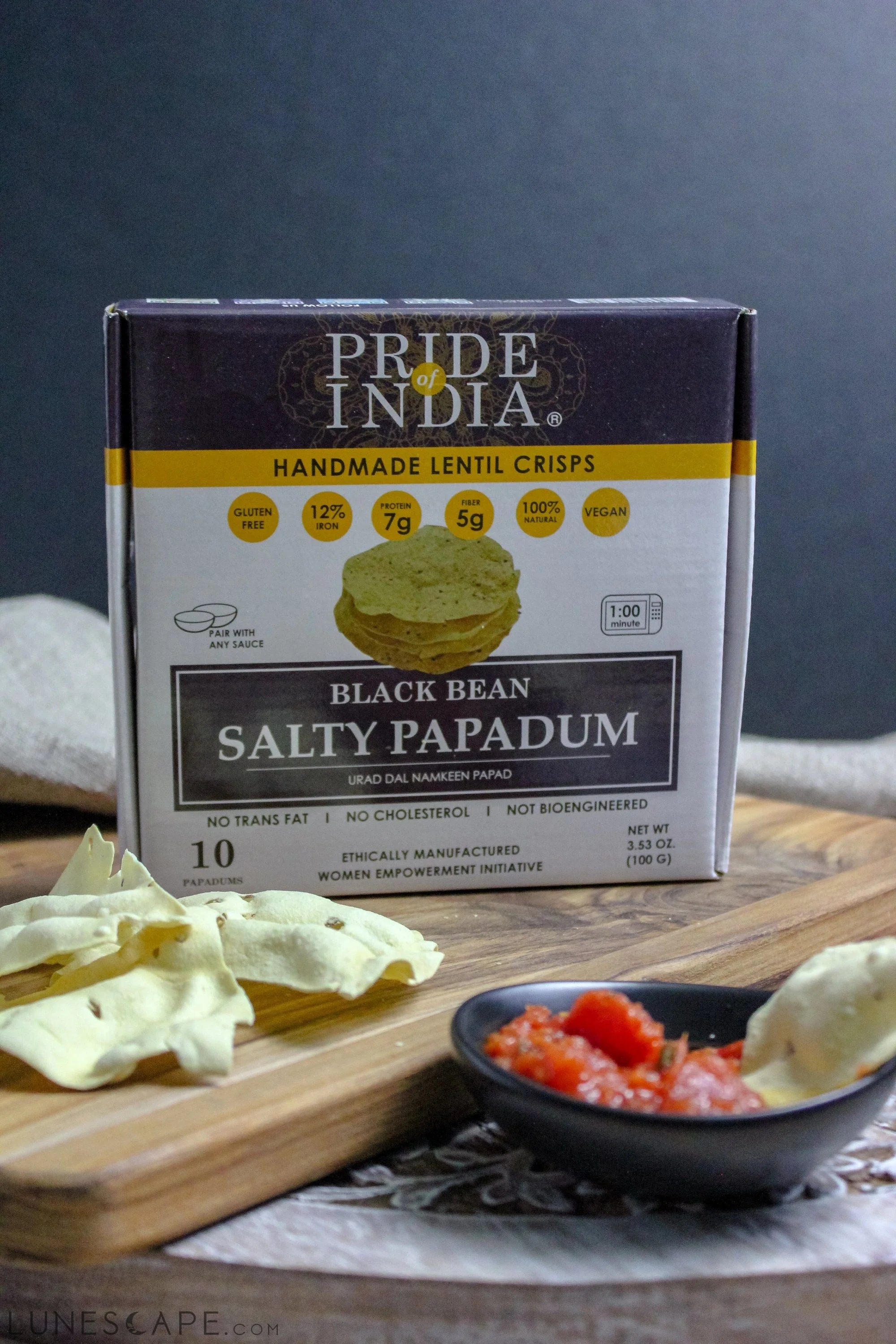 Salty Black Bean Namkeen Papadum Lentil Crisp LUNESCAPE
