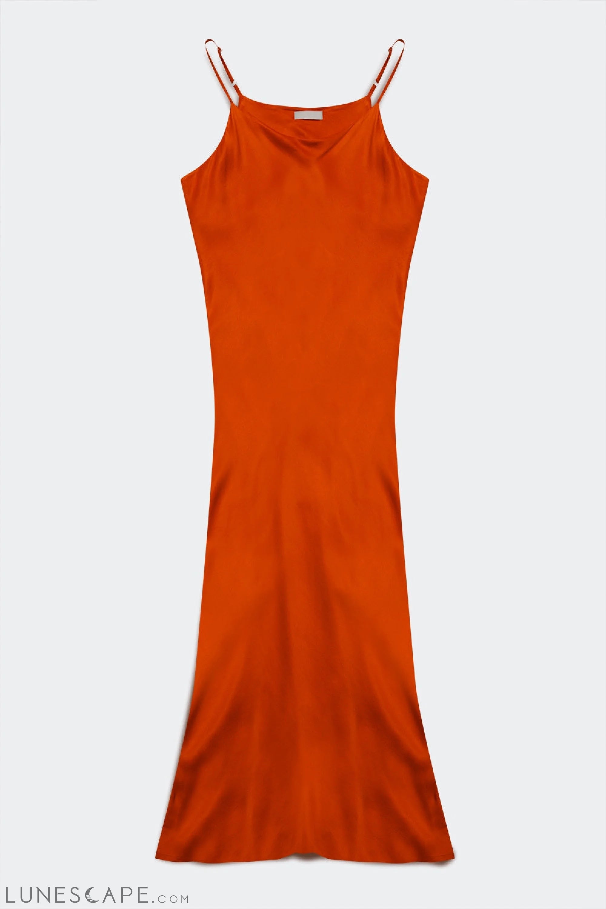 Satin Cowl Neck Cami Maxi Dress in Orange LUNESCAPE