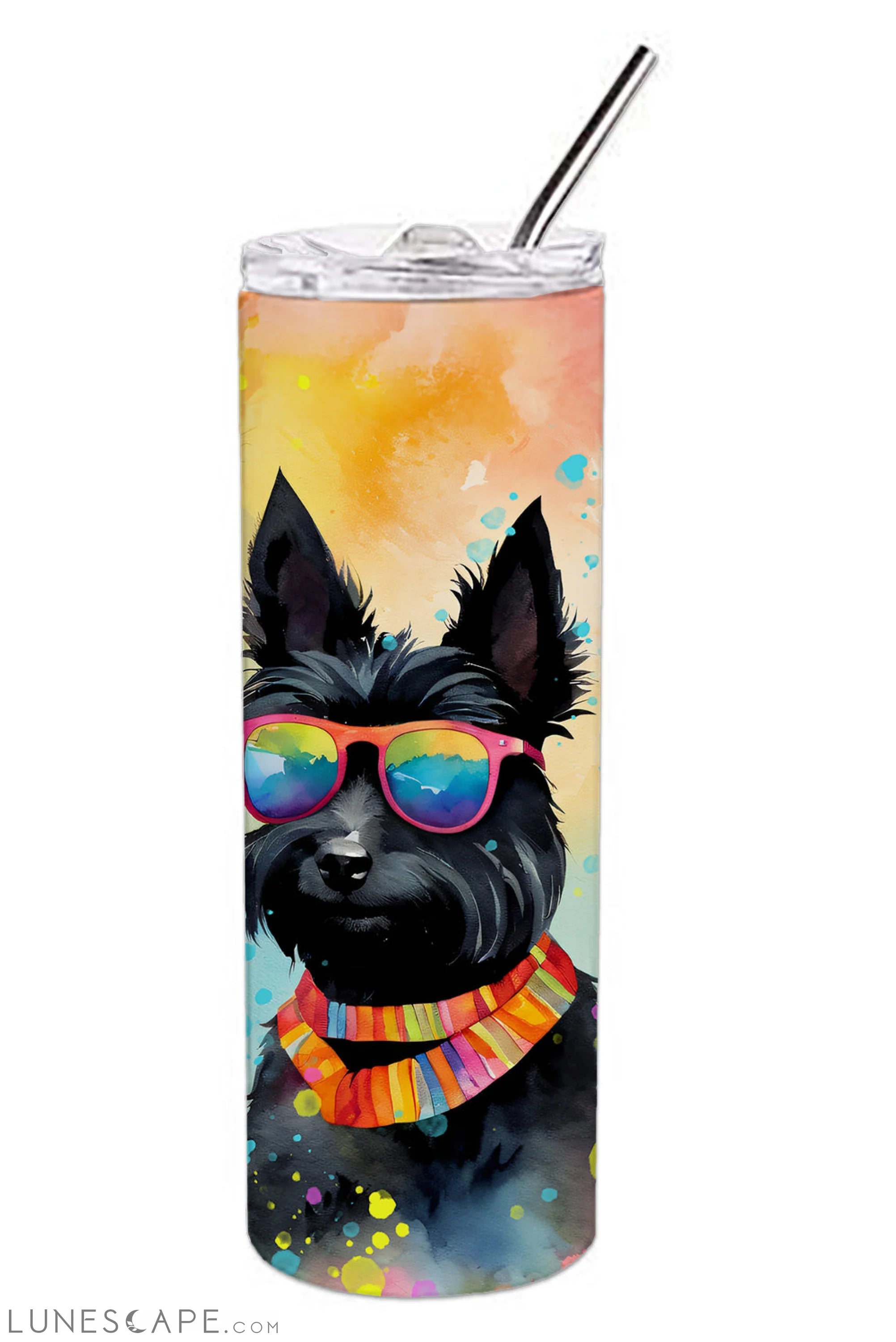 Scottish Terrier Hippie Dawg Stainless Steel Tumbler Travel Mug LUNESCAPE