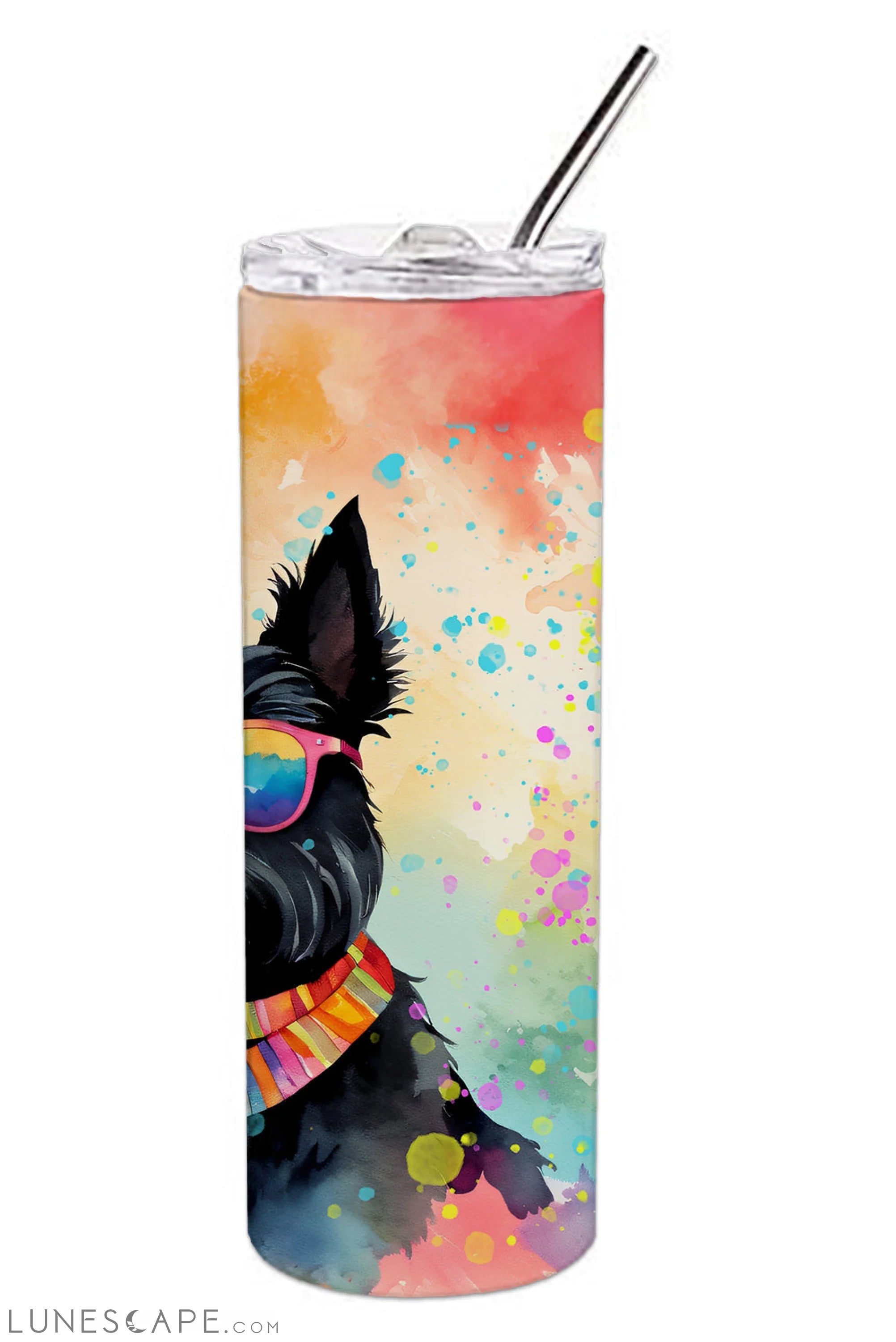 Scottish Terrier Hippie Dawg Stainless Steel Tumbler Travel Mug LUNESCAPE