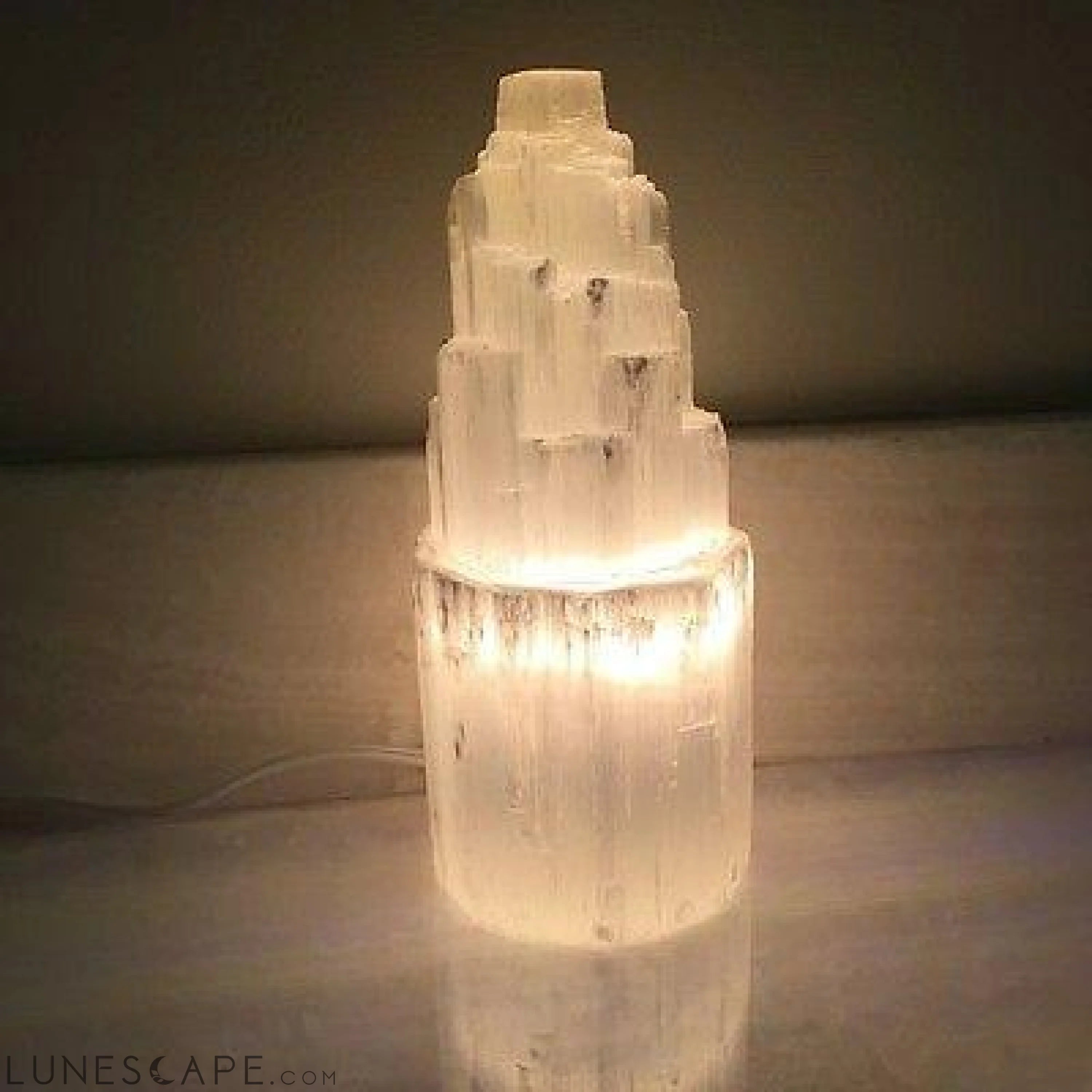 Selenite Skyscraper Lamp Small Prime LUNESCAPE