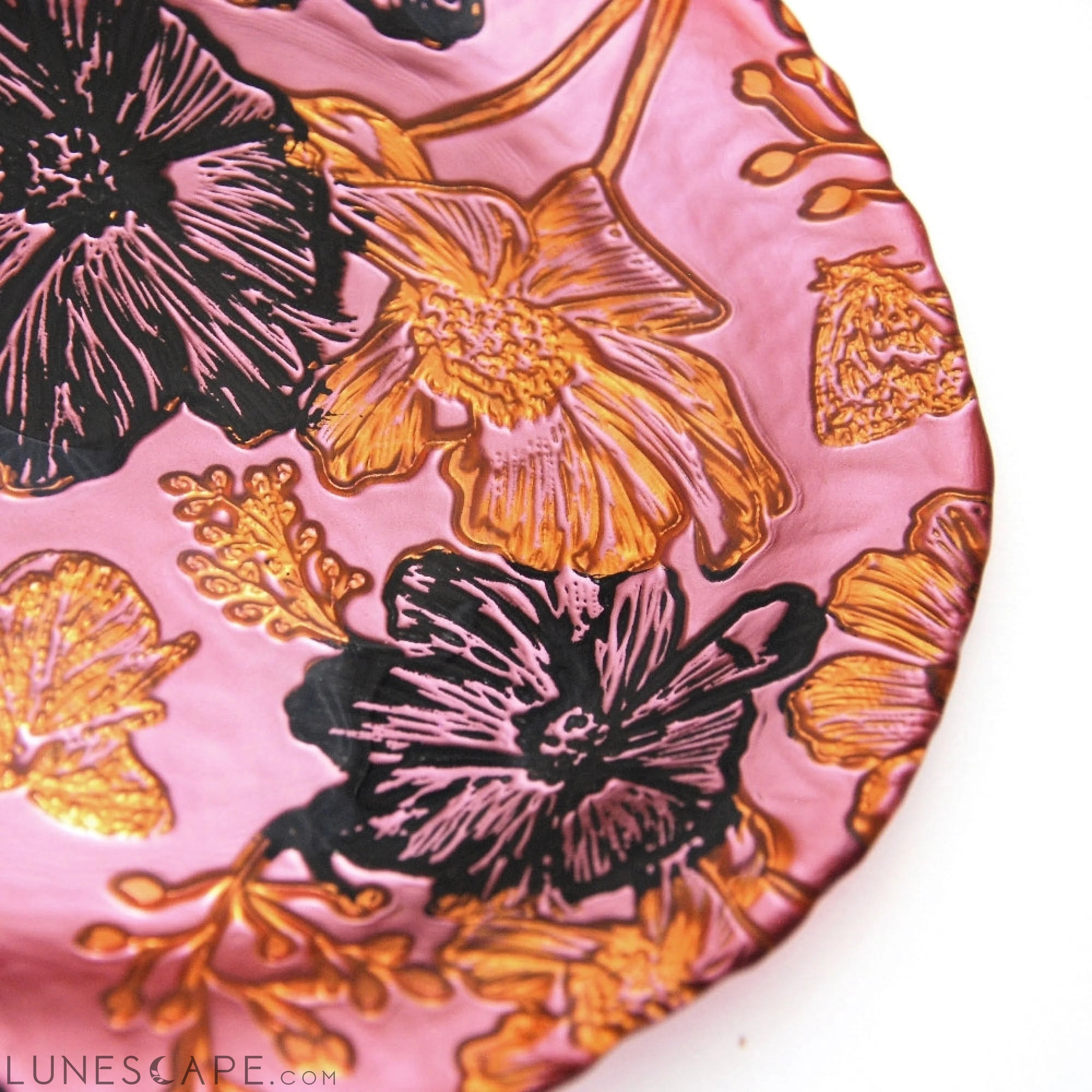 Set/4 PAPILLON ROSE GOLD BLACK SIDE PLATES LUNESCAPE