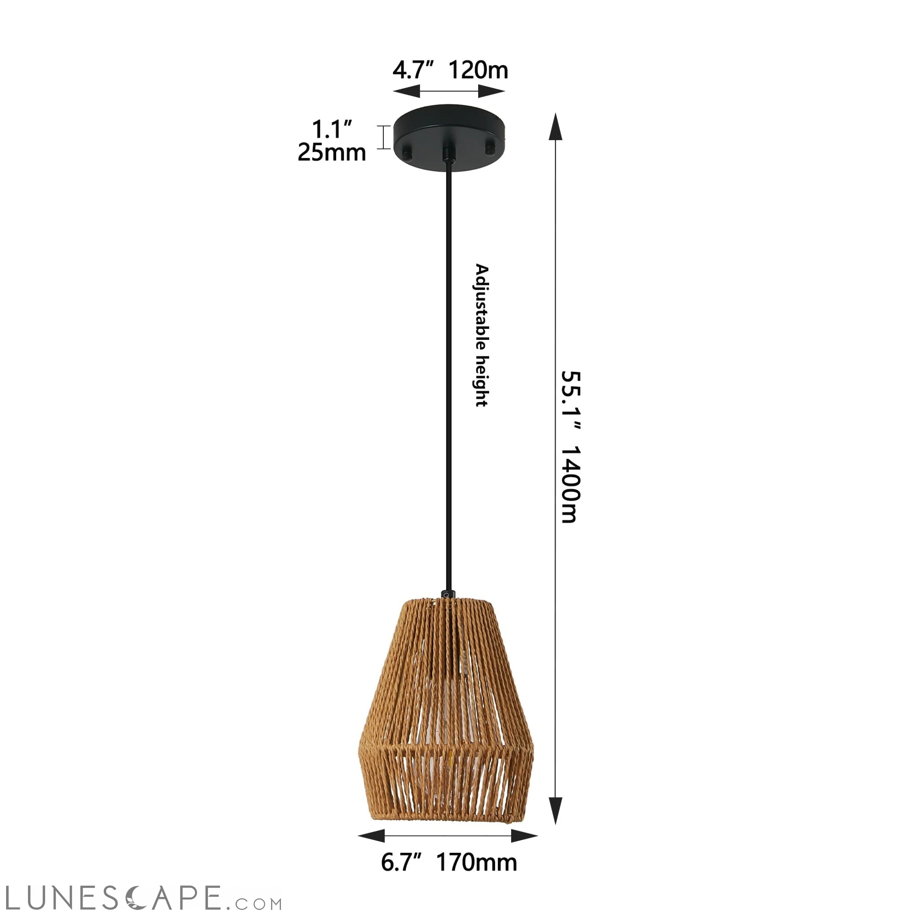 Set of 3 Rustic Hemp Rope Pendant Light, Handcrafted Farmhouse LUNESCAPE