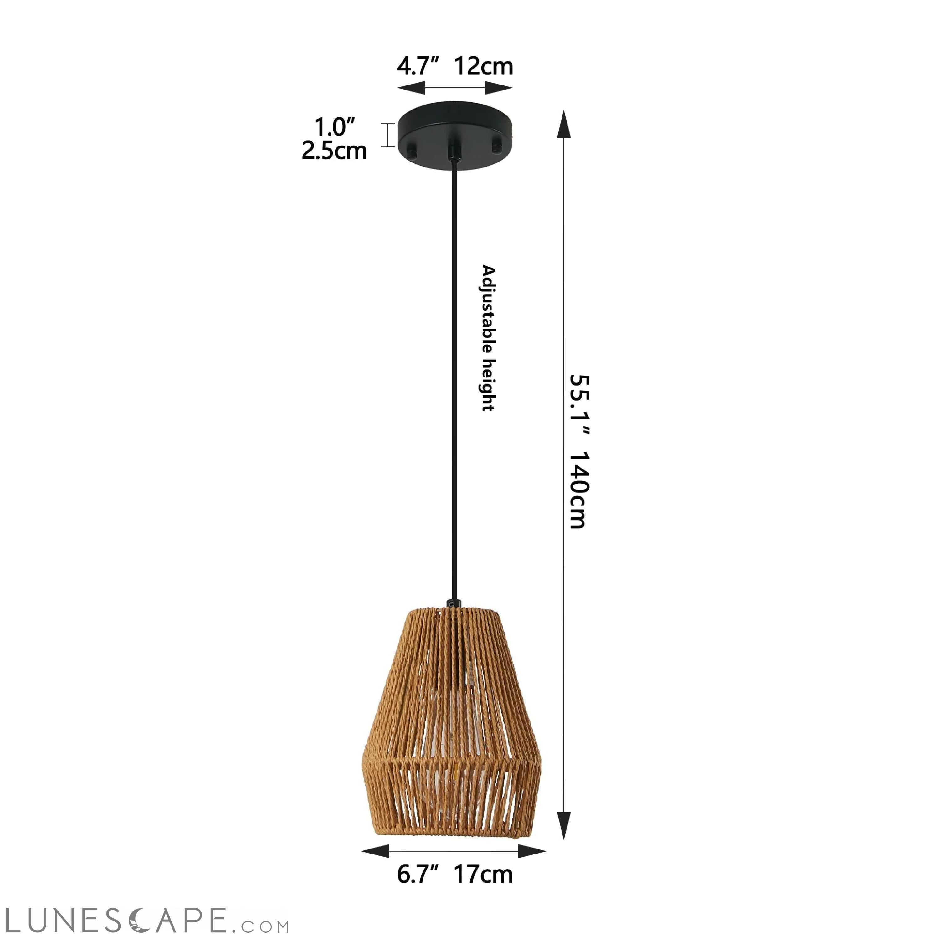 Set of 3 Rustic Hemp Rope Pendant Light, Handcrafted Farmhouse LUNESCAPE