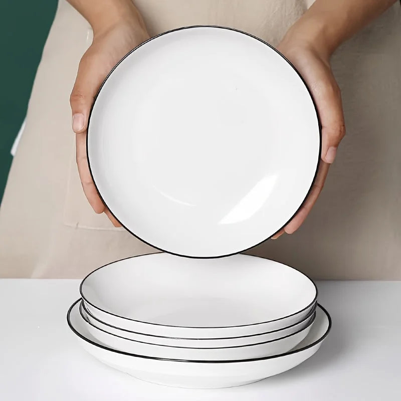 Set of 4 Simple White 8Inch Dinner PlatesĀ LUNESCAPE