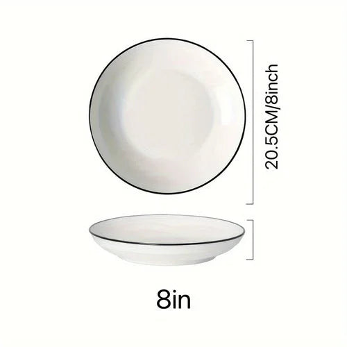 Set of 4 Simple White 8Inch Dinner PlatesĀ LUNESCAPE