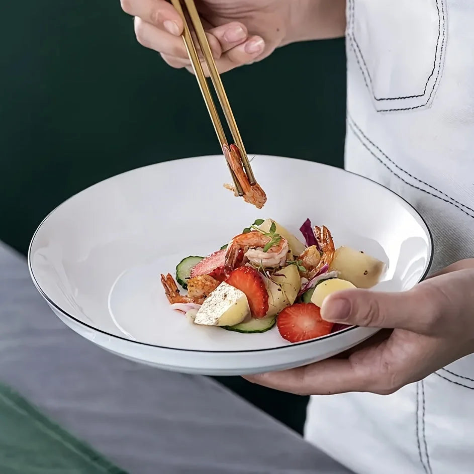 Set of 4 Simple White 8Inch Dinner PlatesĀ LUNESCAPE