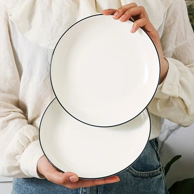 Set of 4 Simple White 8Inch Dinner PlatesĀ LUNESCAPE
