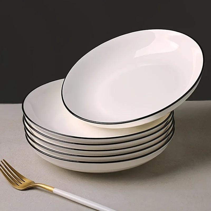 Set of 4 Simple White 8Inch Dinner PlatesĀ LUNESCAPE