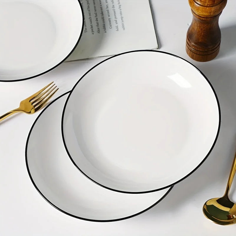 Set of 4 Simple White 8Inch Dinner PlatesĀ LUNESCAPE