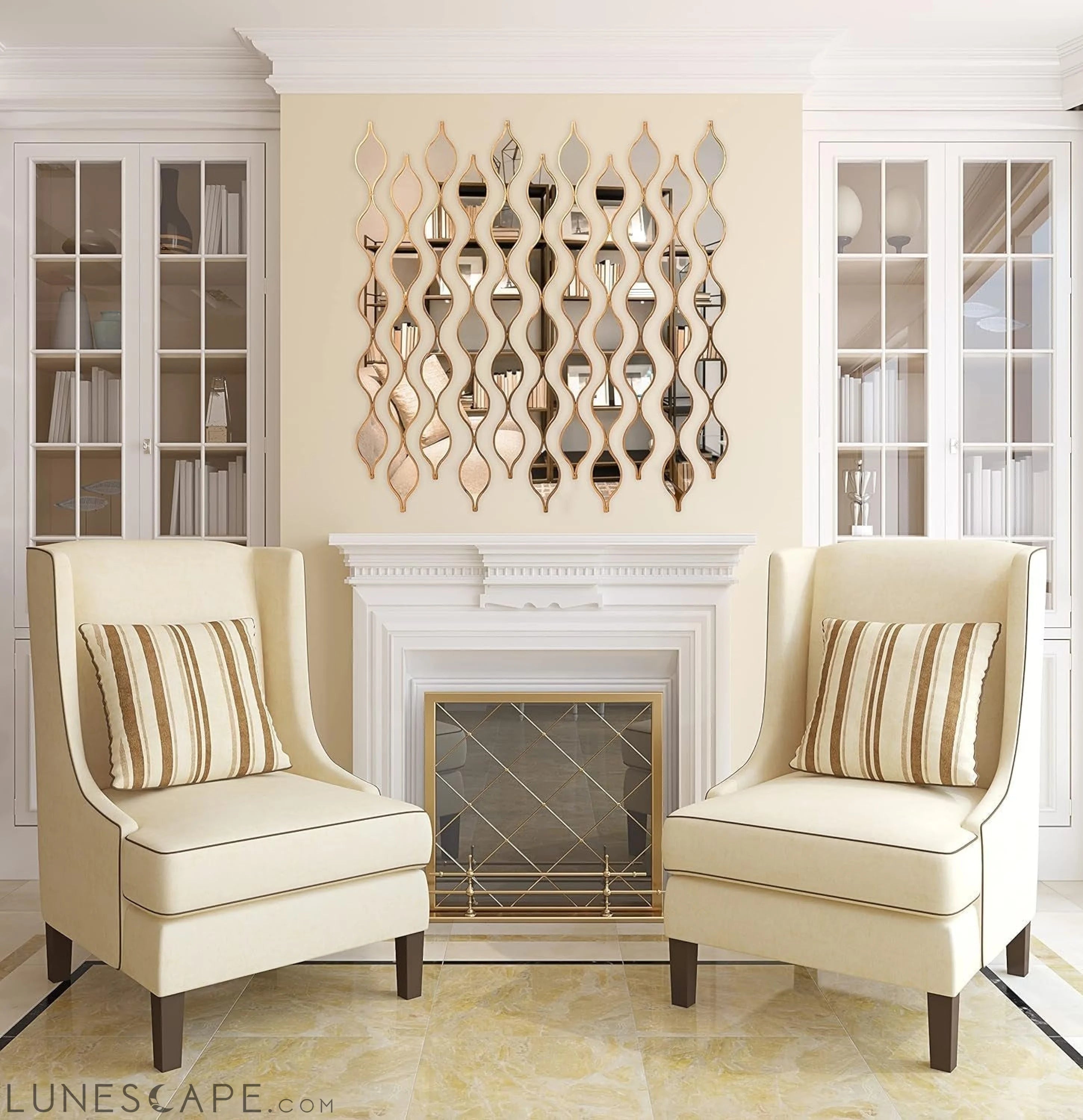 Set of 5 Teardrop Mirror Wall Decor in Gold for Elegant Living Room LUNESCAPE