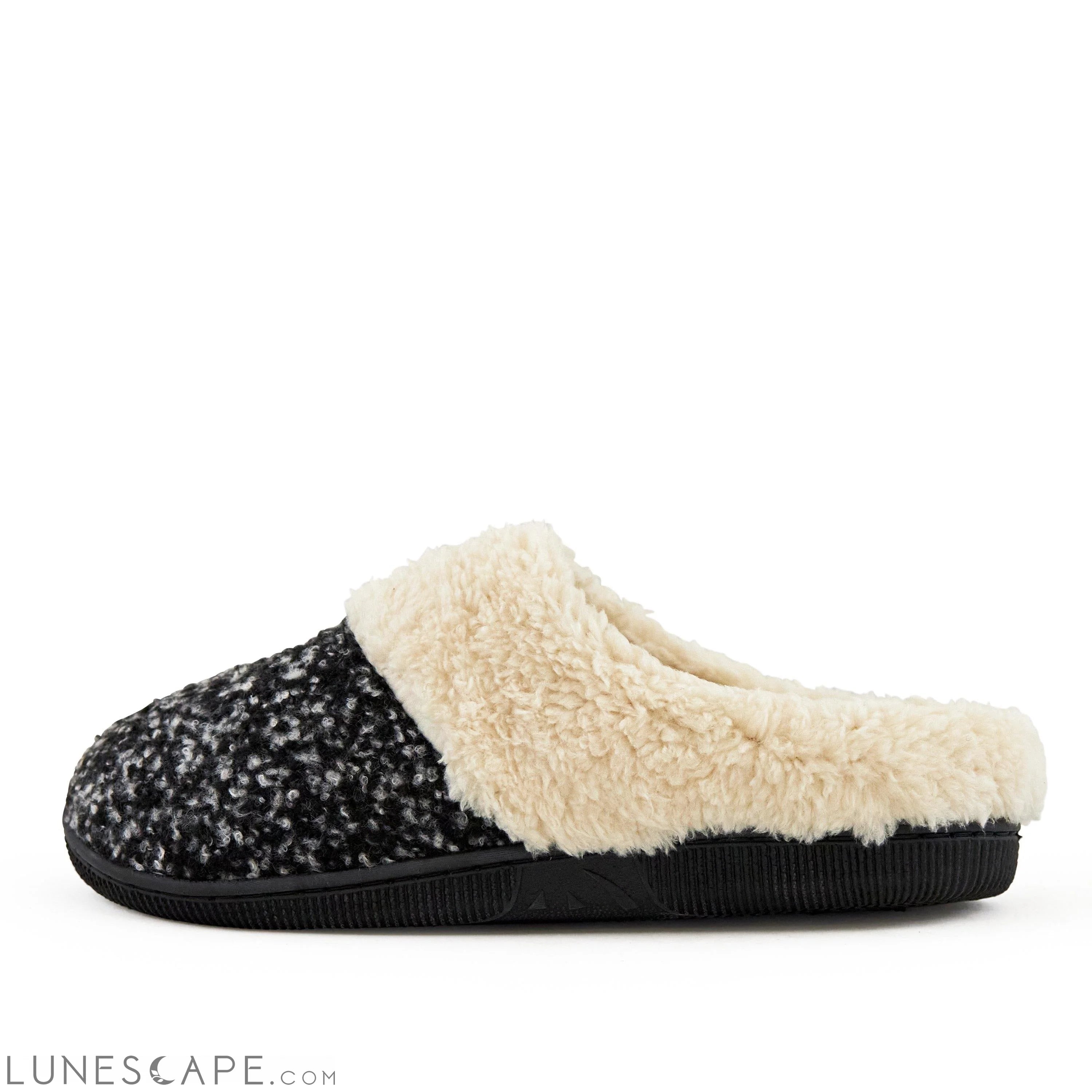 Shearling Slipper Mules - Charcoal LUNESCAPE