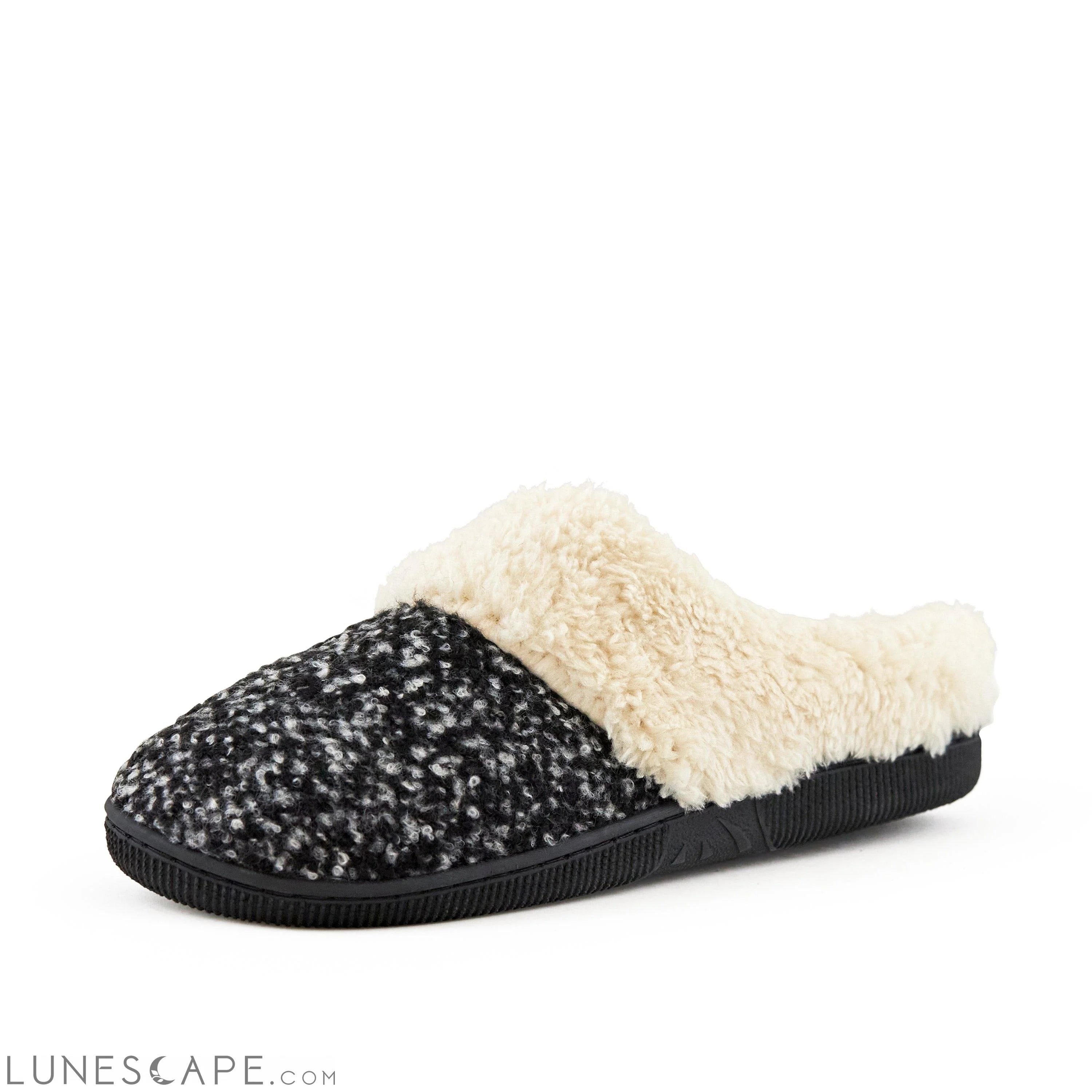 Shearling Slipper Mules - Charcoal LUNESCAPE