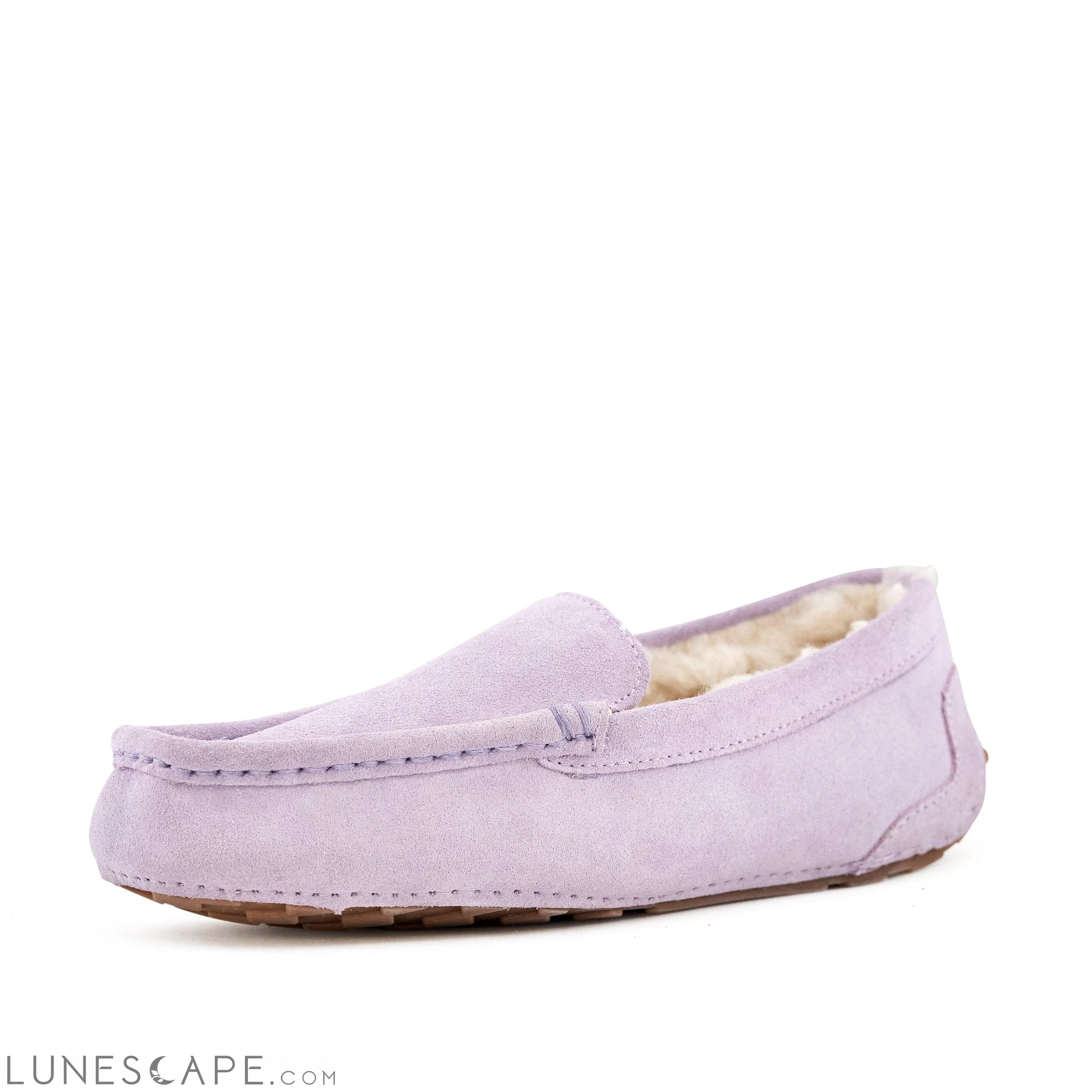 Shearling Suede Loafer Slippers - Lavender LUNESCAPE
