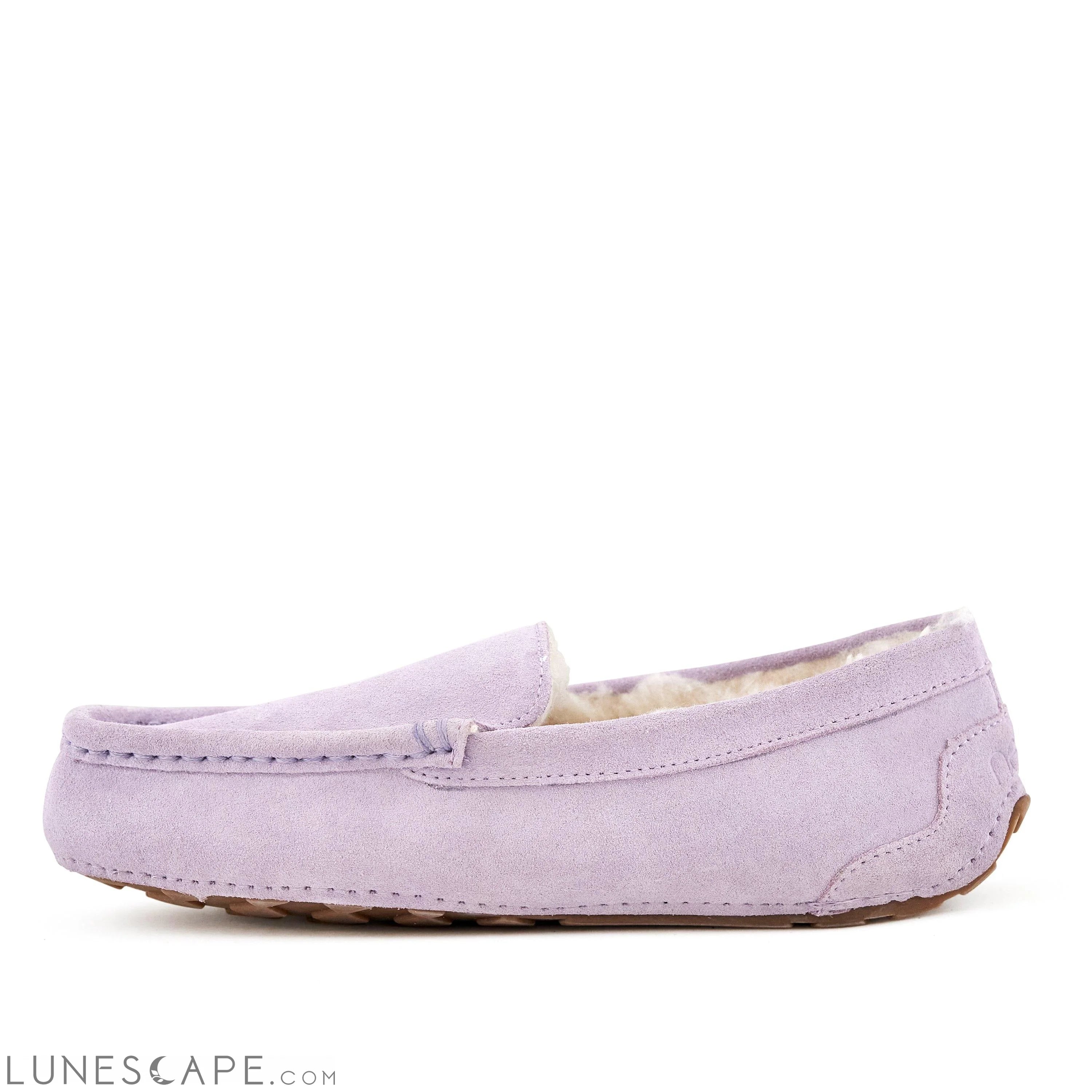 Shearling Suede Loafer Slippers - Lavender LUNESCAPE