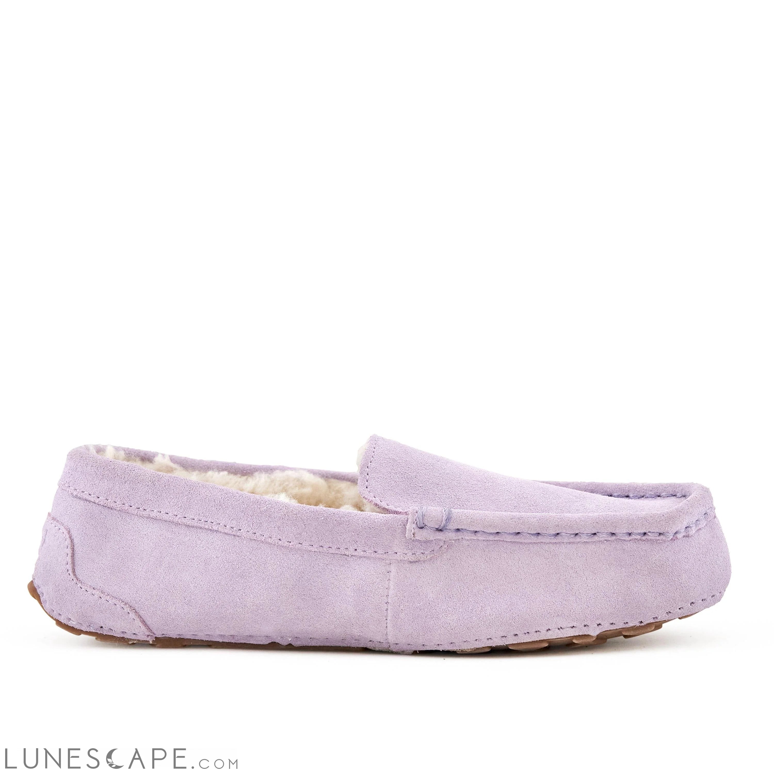 Shearling Suede Loafer Slippers - Lavender LUNESCAPE