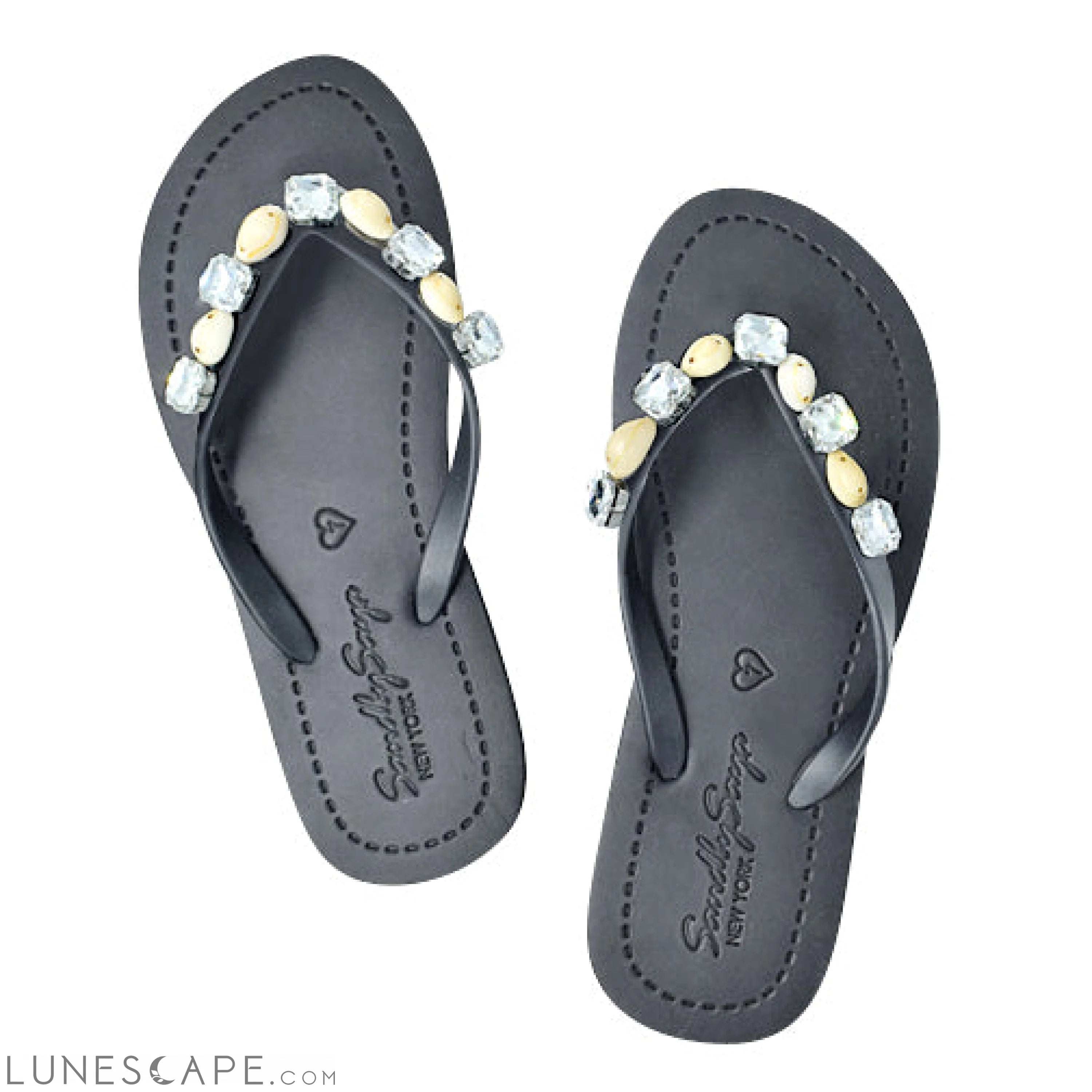 Shell Beach- Crystal Flat Flip Flops Sandal LUNESCAPE