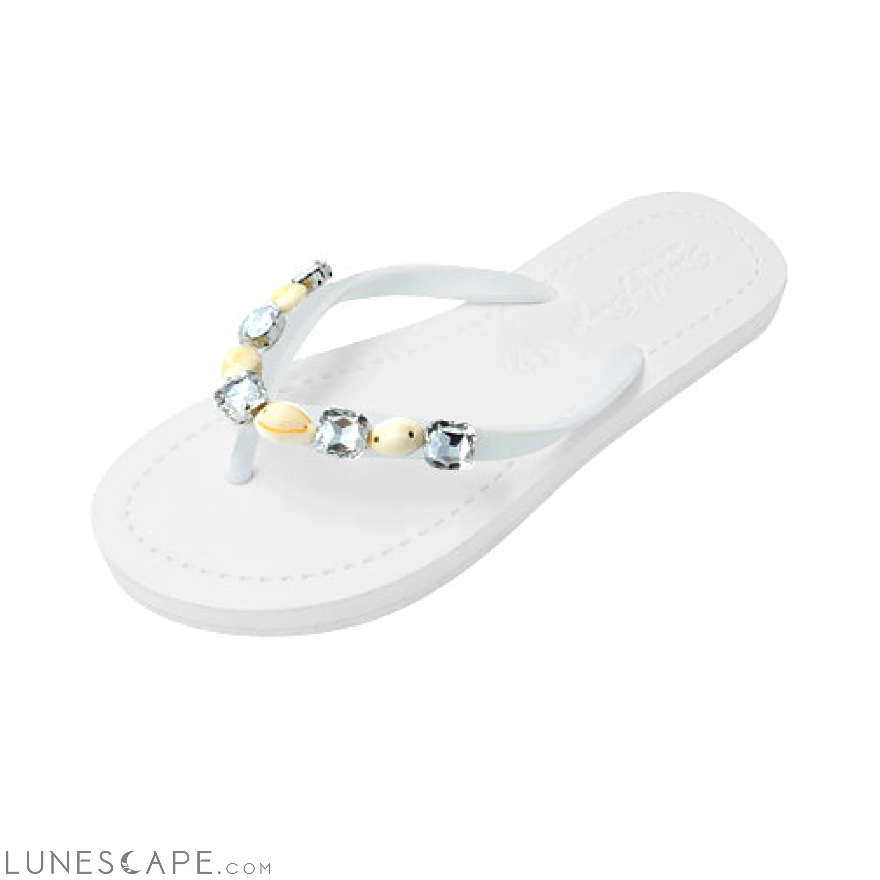 Shell Beach- Crystal Flat Flip Flops Sandal LUNESCAPE