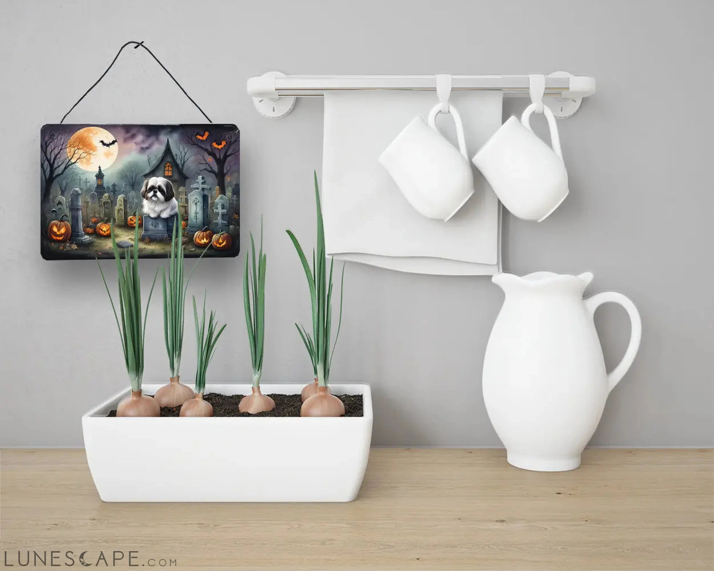 Shih Tzu Spooky Halloween Wall or Door Hanging Prints LUNESCAPE