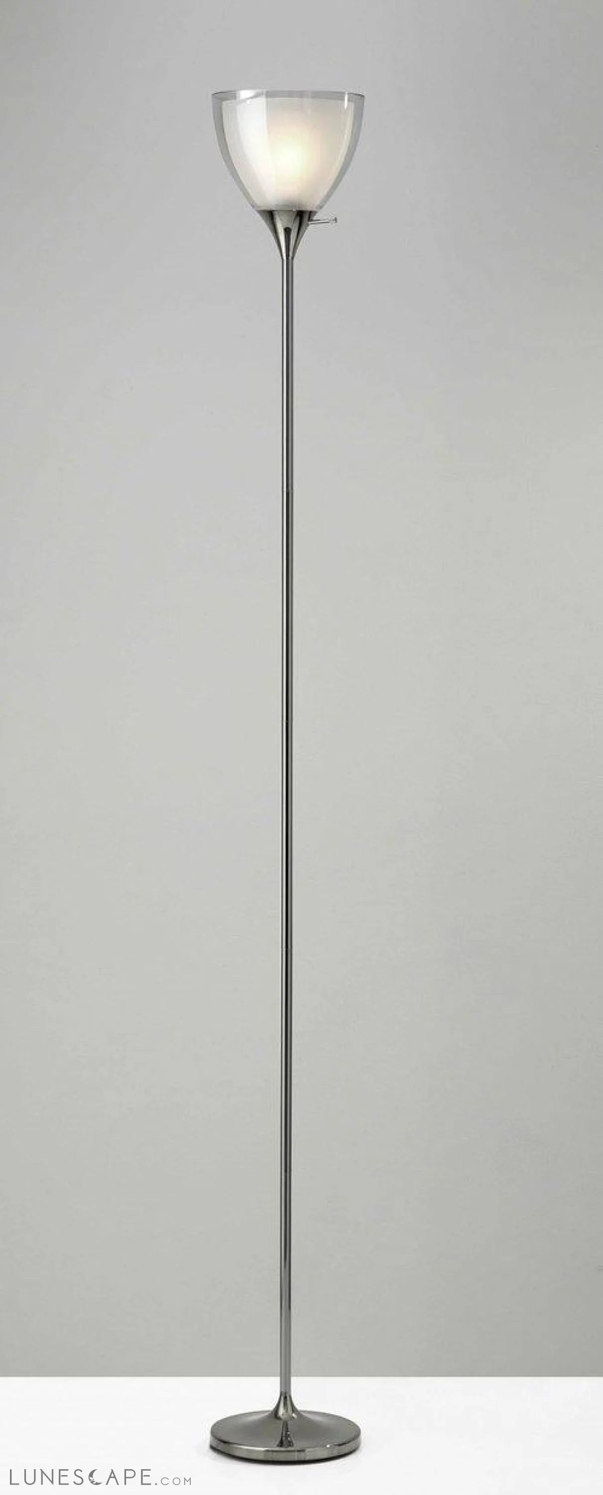 Shiny Black Nickel Finish Metal Torchiere Floor Lamp with Frosted LUNESCAPE