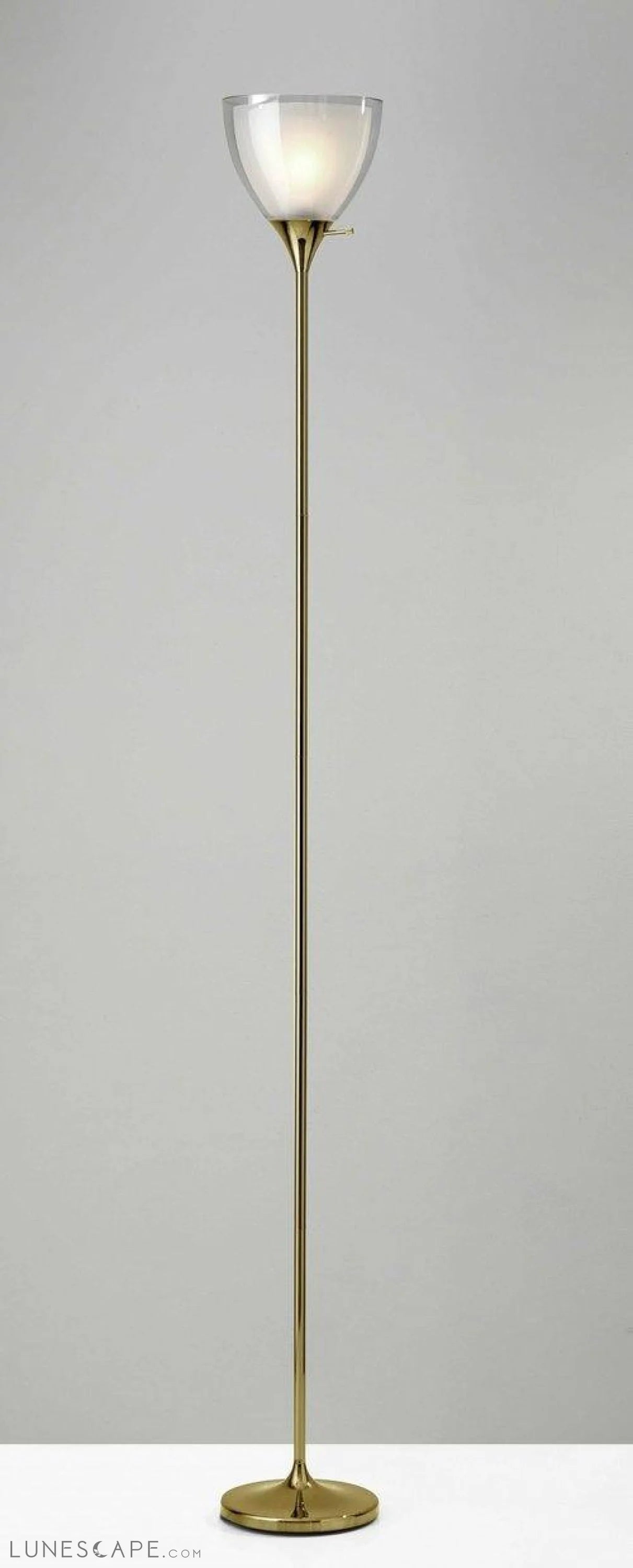 Shiny Black Nickel Finish Metal Torchiere Floor Lamp with Frosted LUNESCAPE