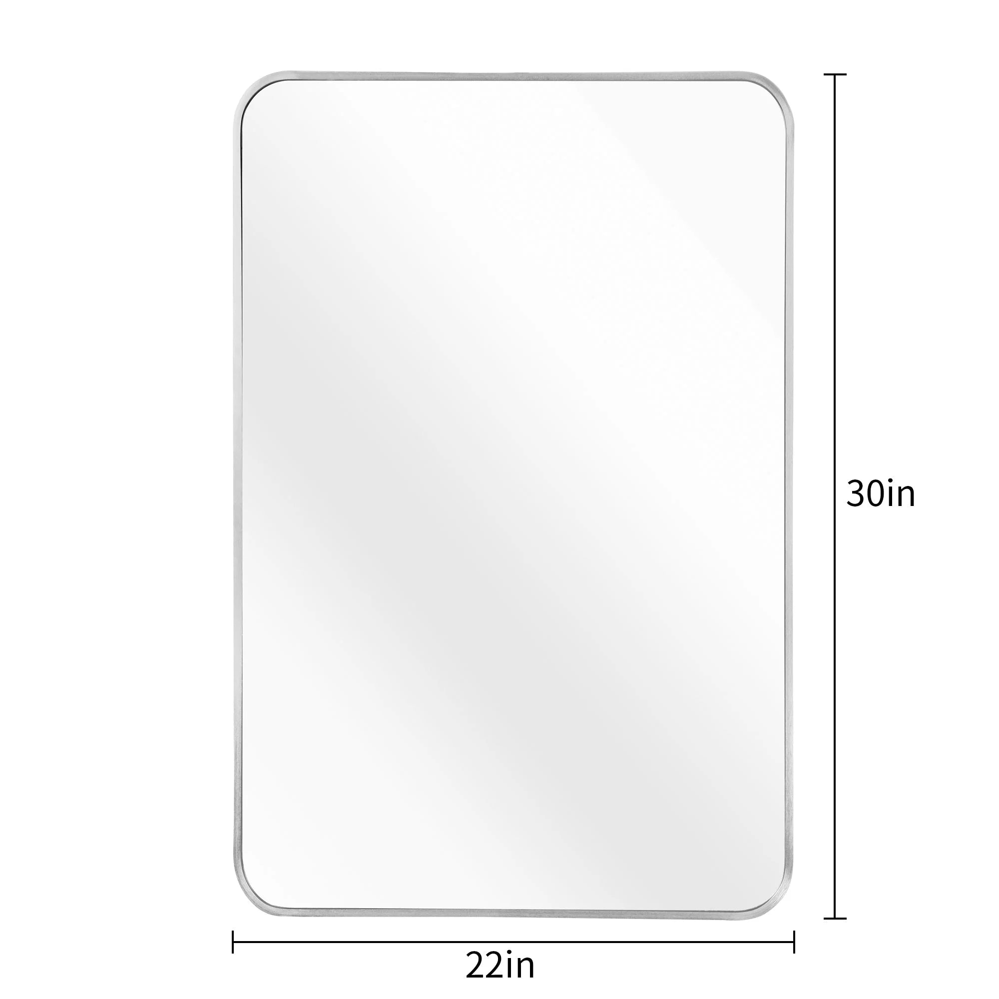 Silver 22 "x30" Rectangular Bathroom Wall Mirror LUNESCAPE