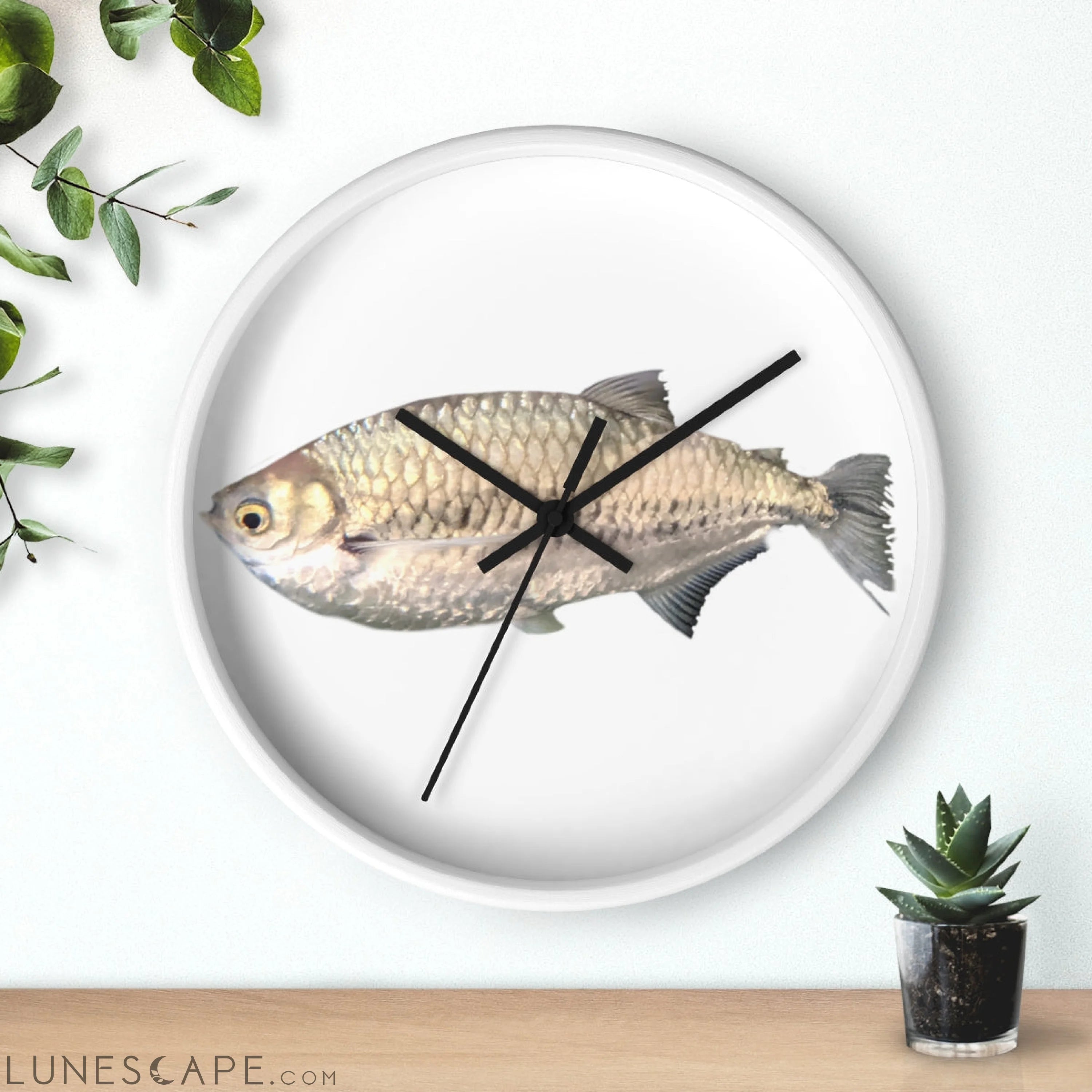 Silver Fish Wall clock LUNESCAPE