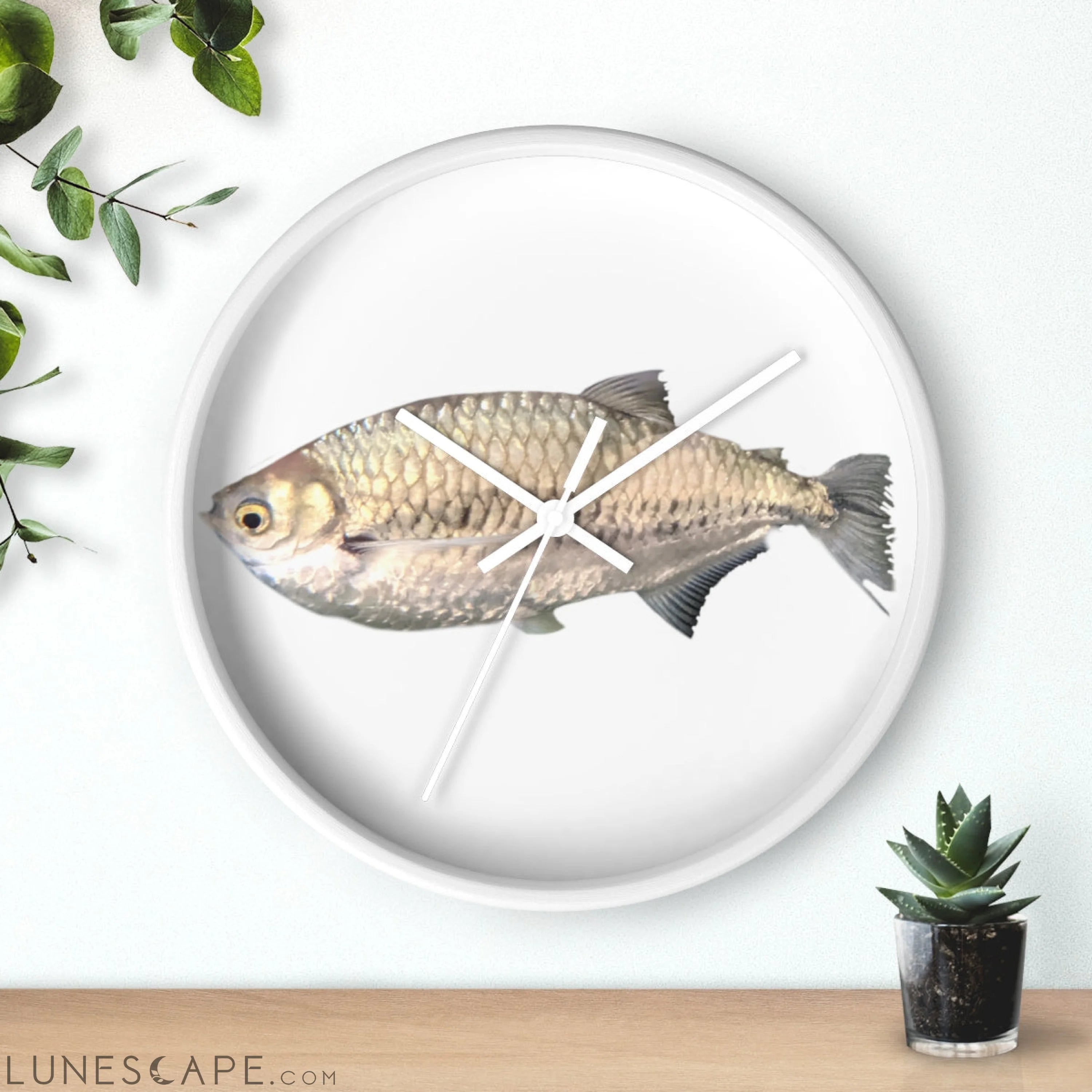 Silver Fish Wall clock LUNESCAPE