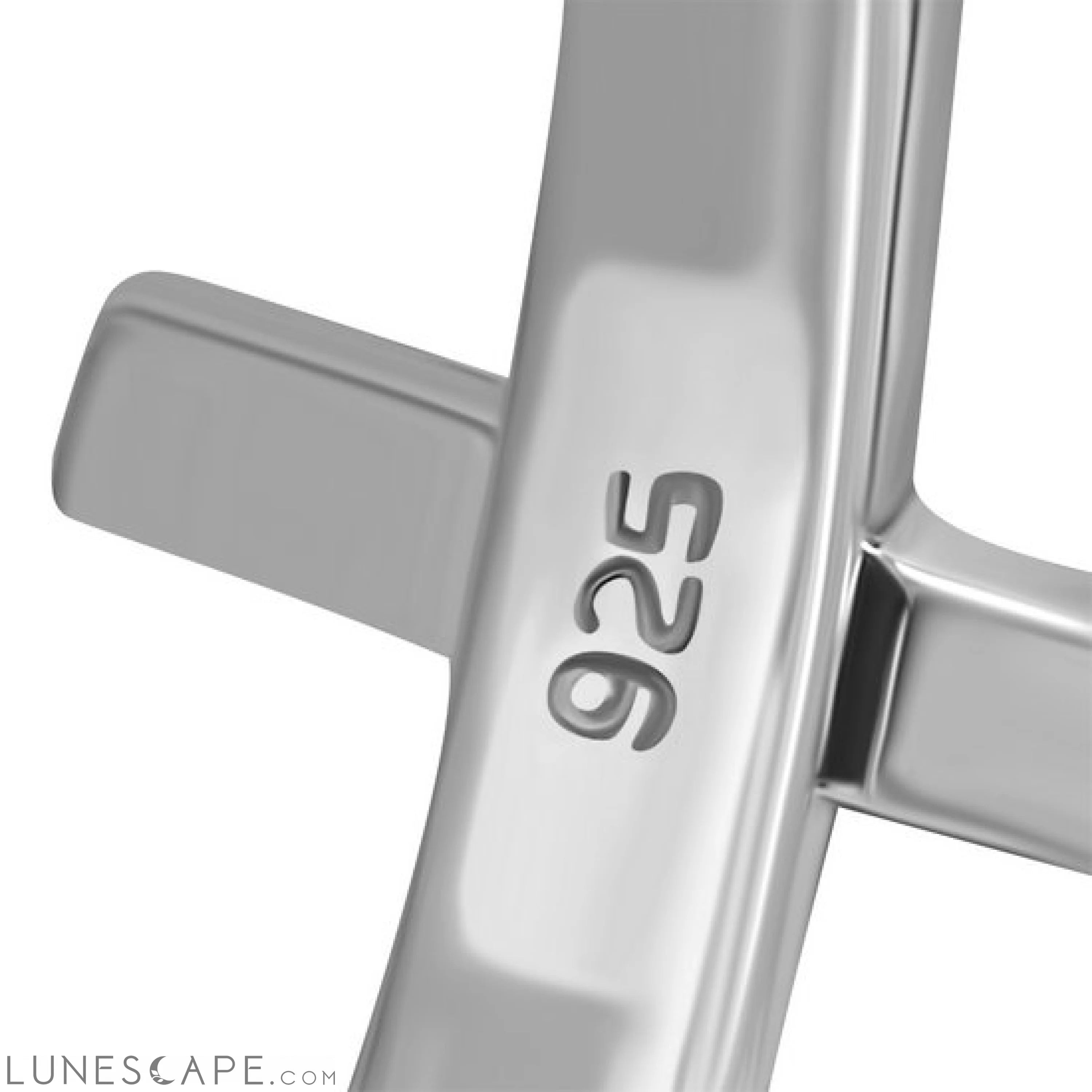 Simple Plain Silver Cross Band Ring LUNESCAPE