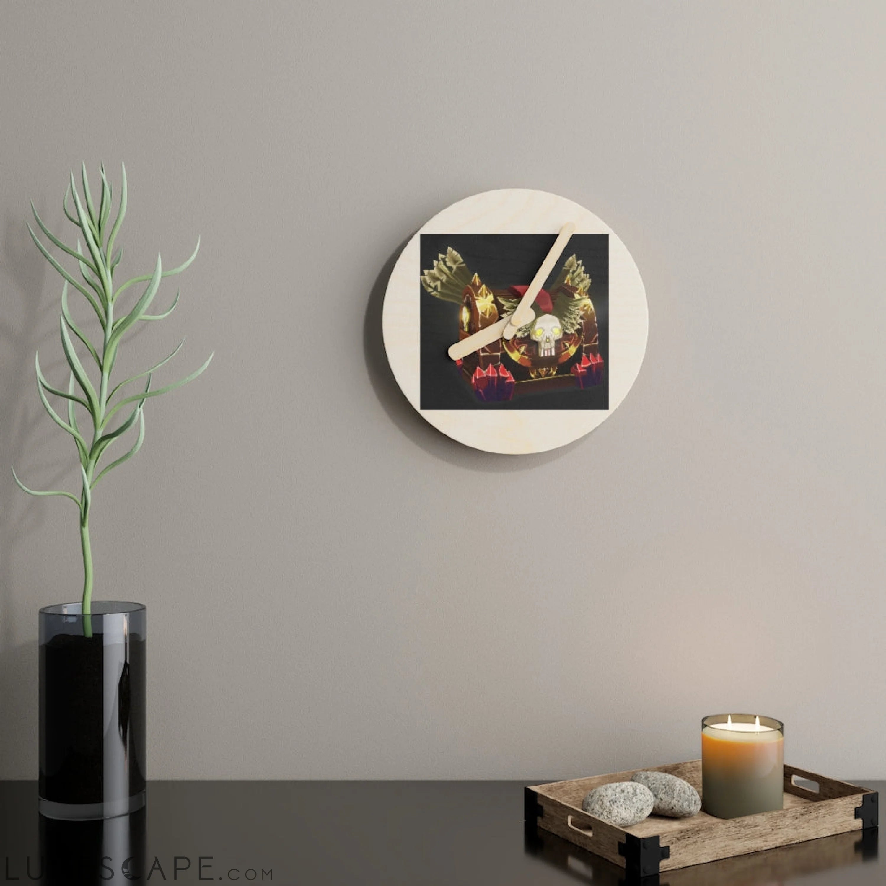 Skeleton Chest Wooden Wall Clock LUNESCAPE