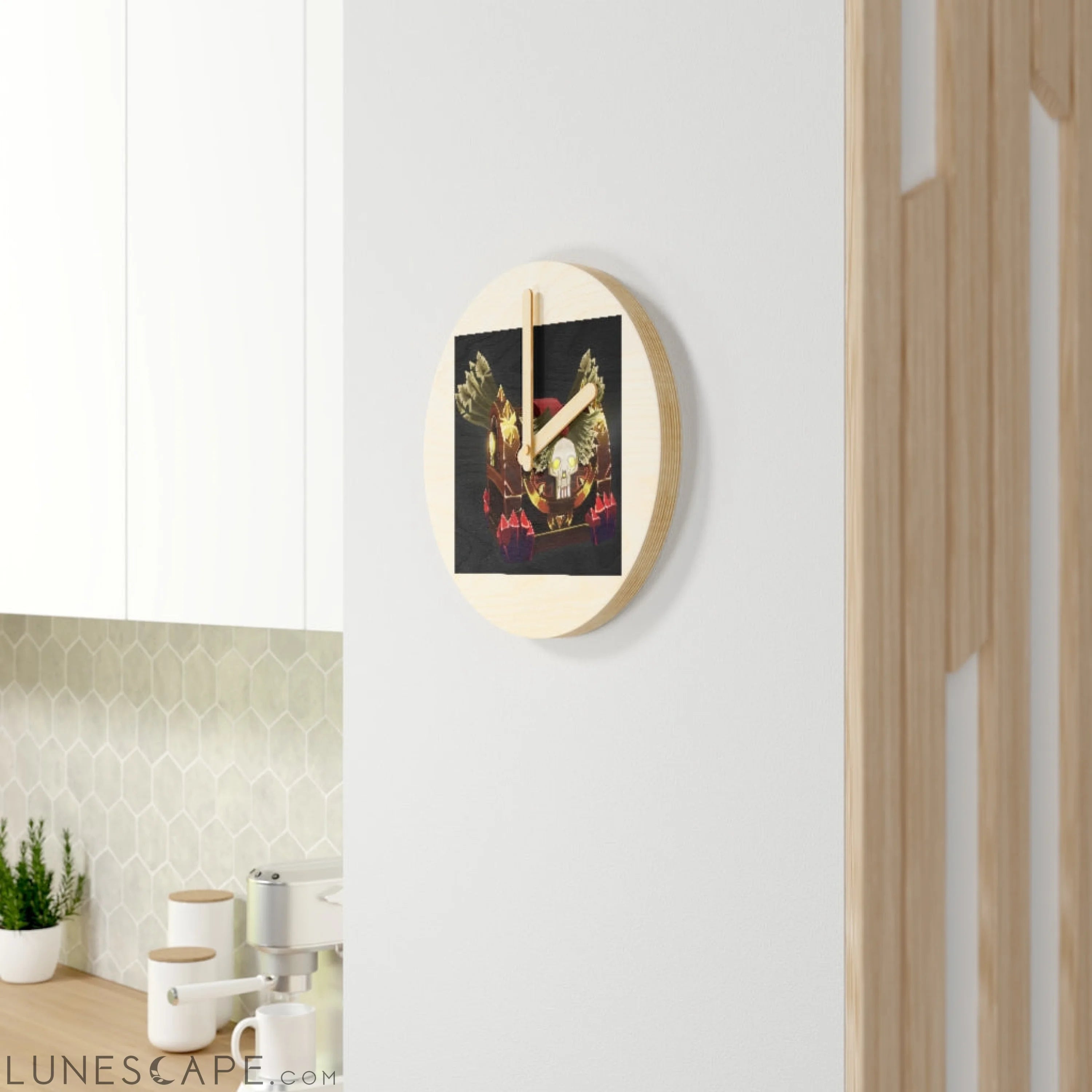 Skeleton Chest Wooden Wall Clock LUNESCAPE