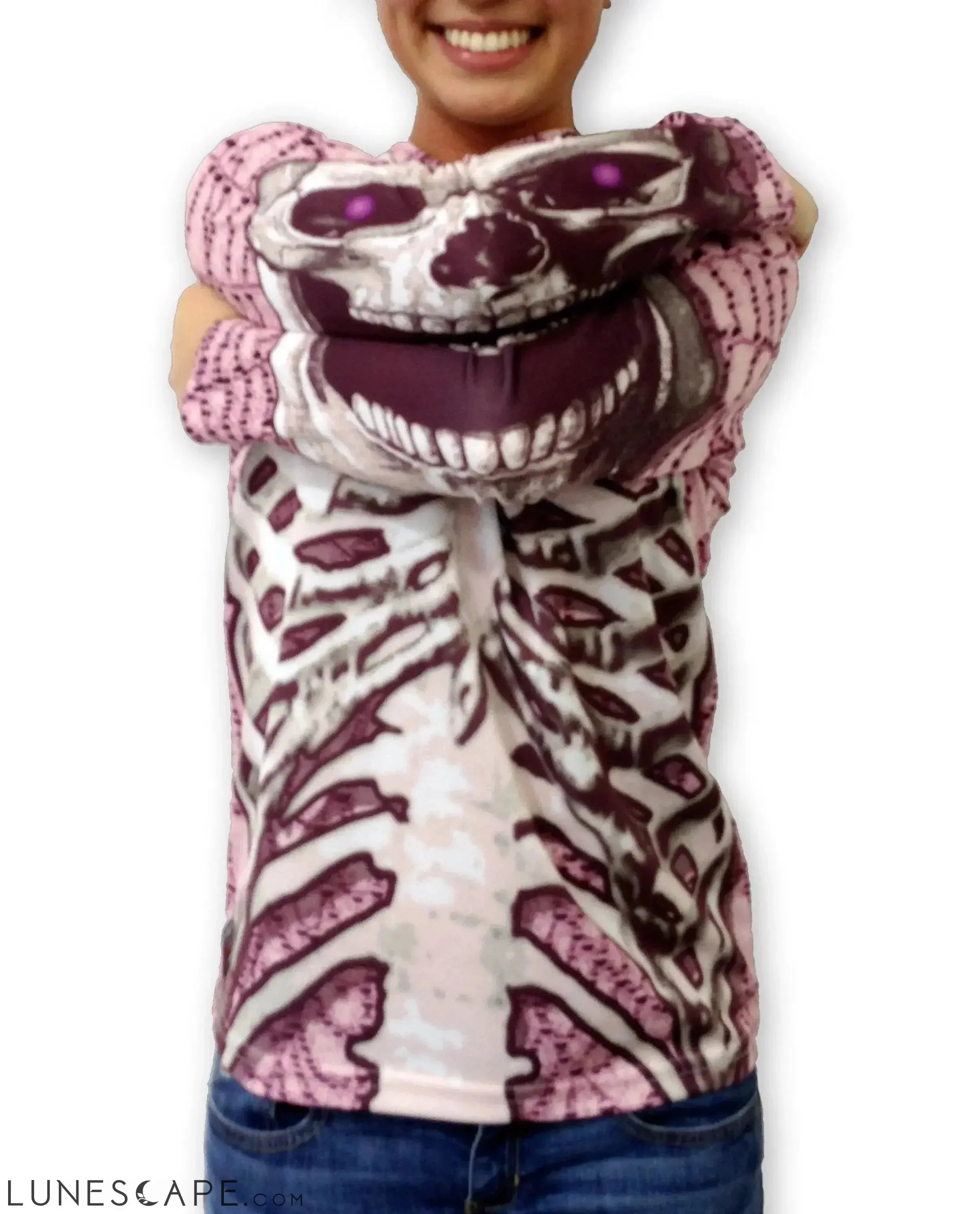 SKELETON in PINK Hoodie Chomp Shirt by MOUTHMAN® LUNESCAPE
