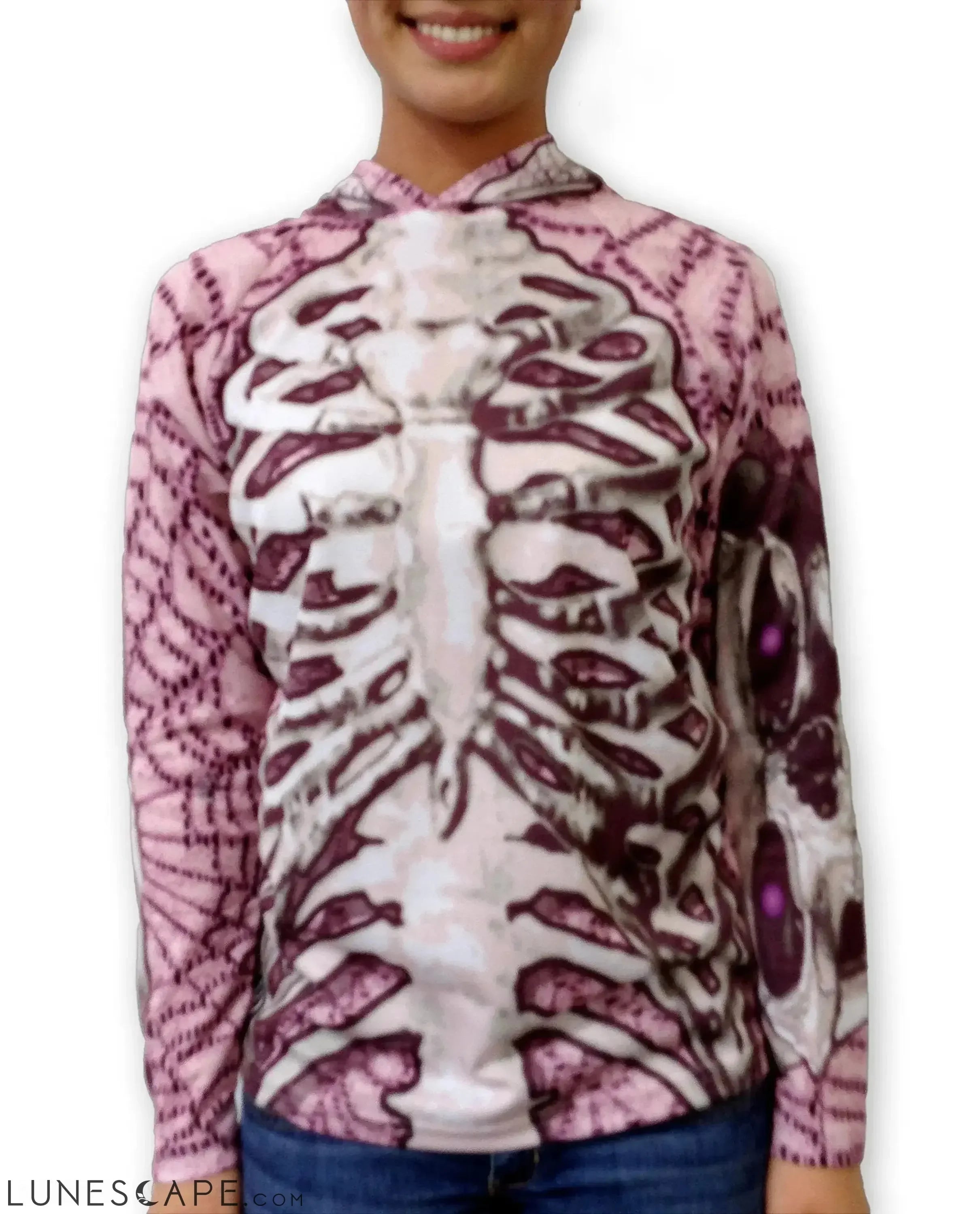SKELETON in PINK Hoodie Chomp Shirt by MOUTHMAN® LUNESCAPE