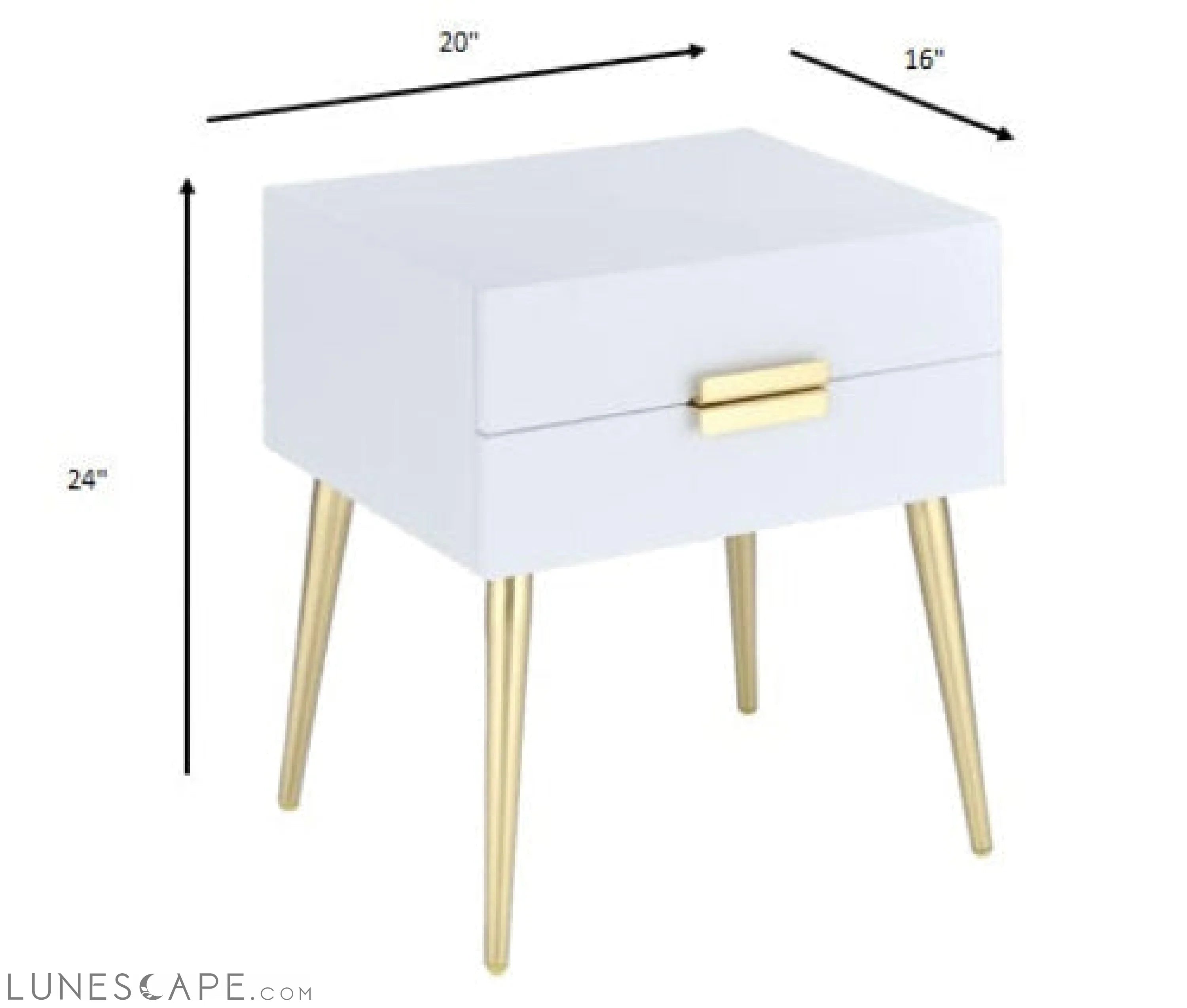 Sleek Black And Gold Two Drawer End Table LUNESCAPE