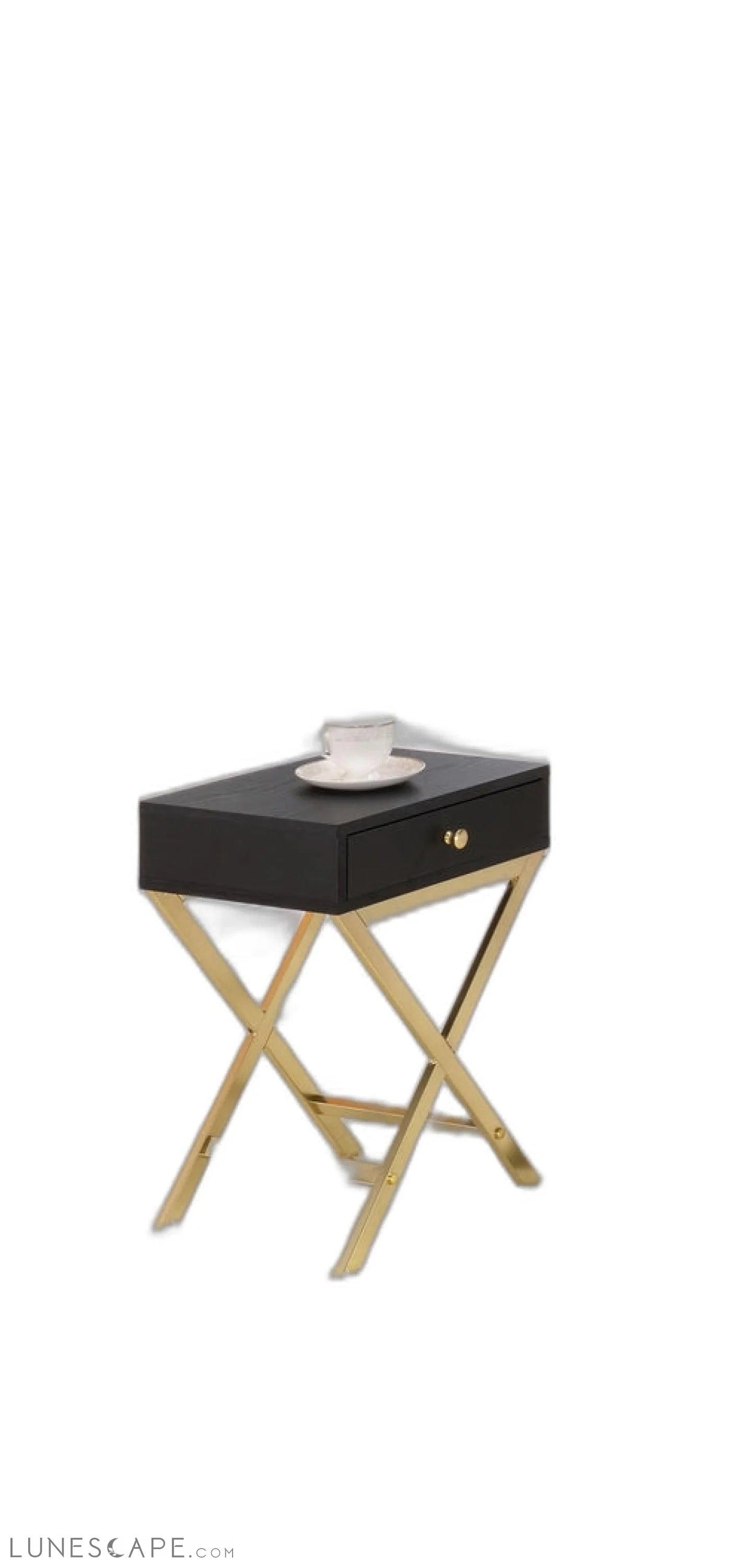 Sleek White and Brass End or Side Table LUNESCAPE
