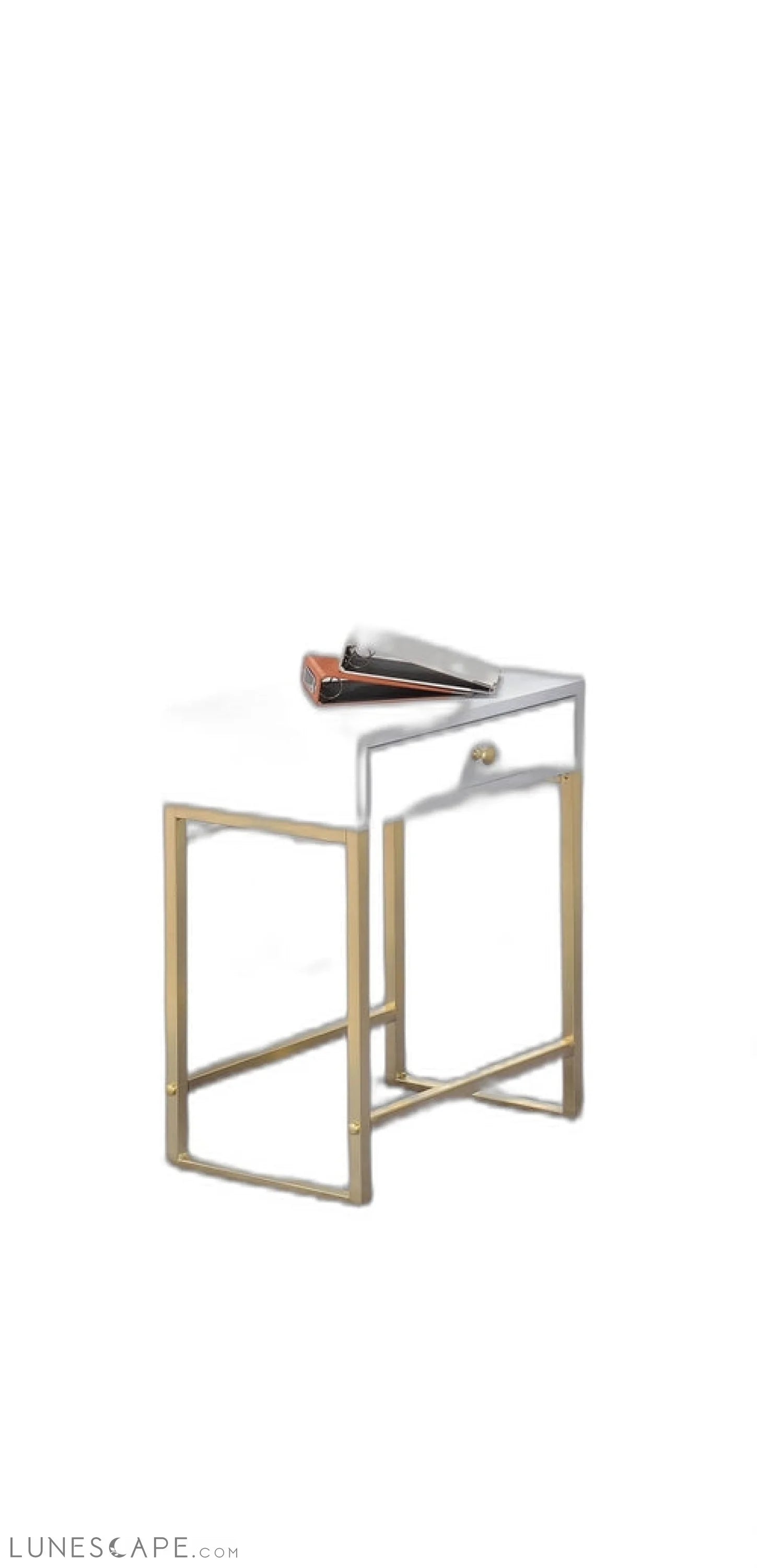 Sleek White and Brass End or Side Table LUNESCAPE