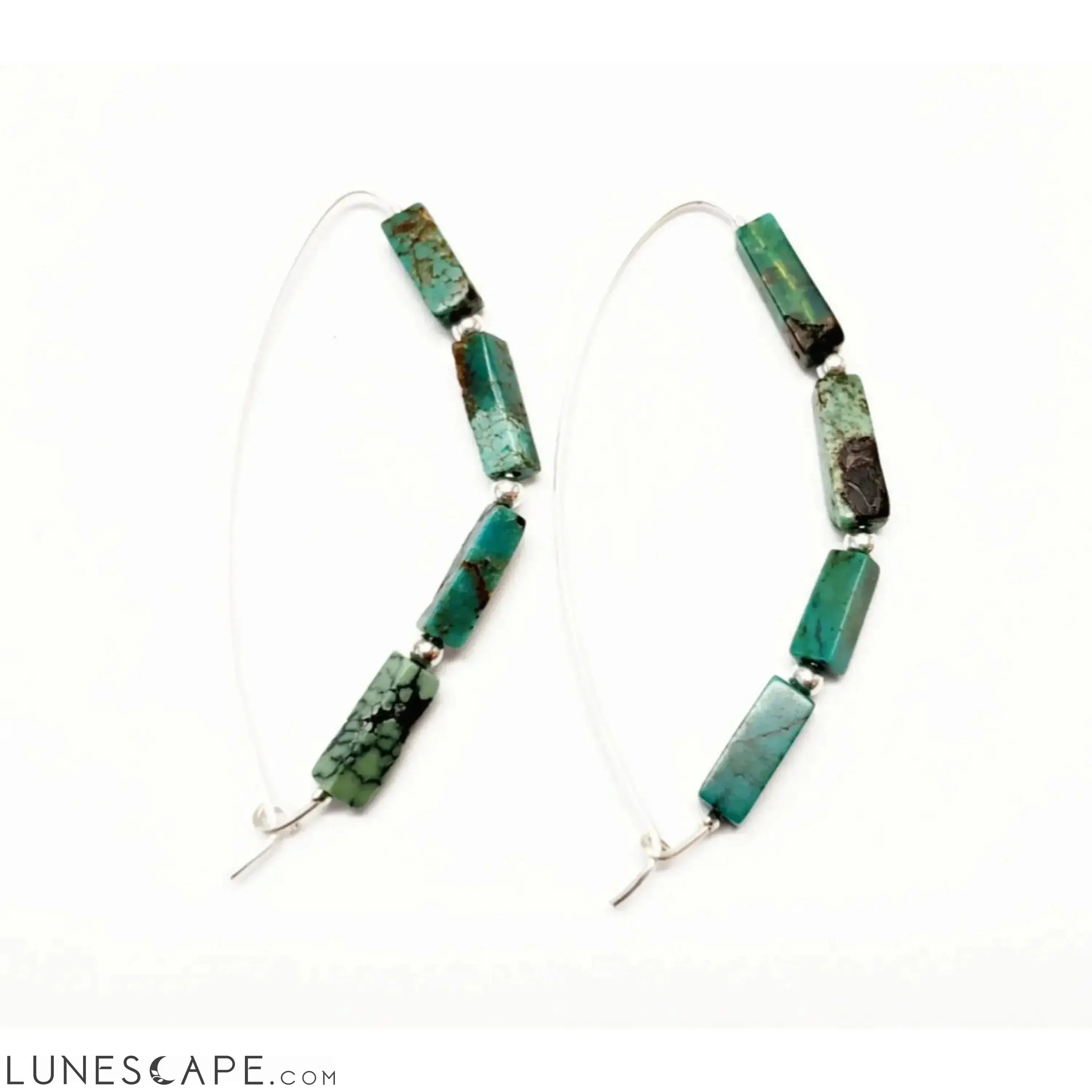 Slider Turquoise Hoops - Silver or Gold LUNESCAPE