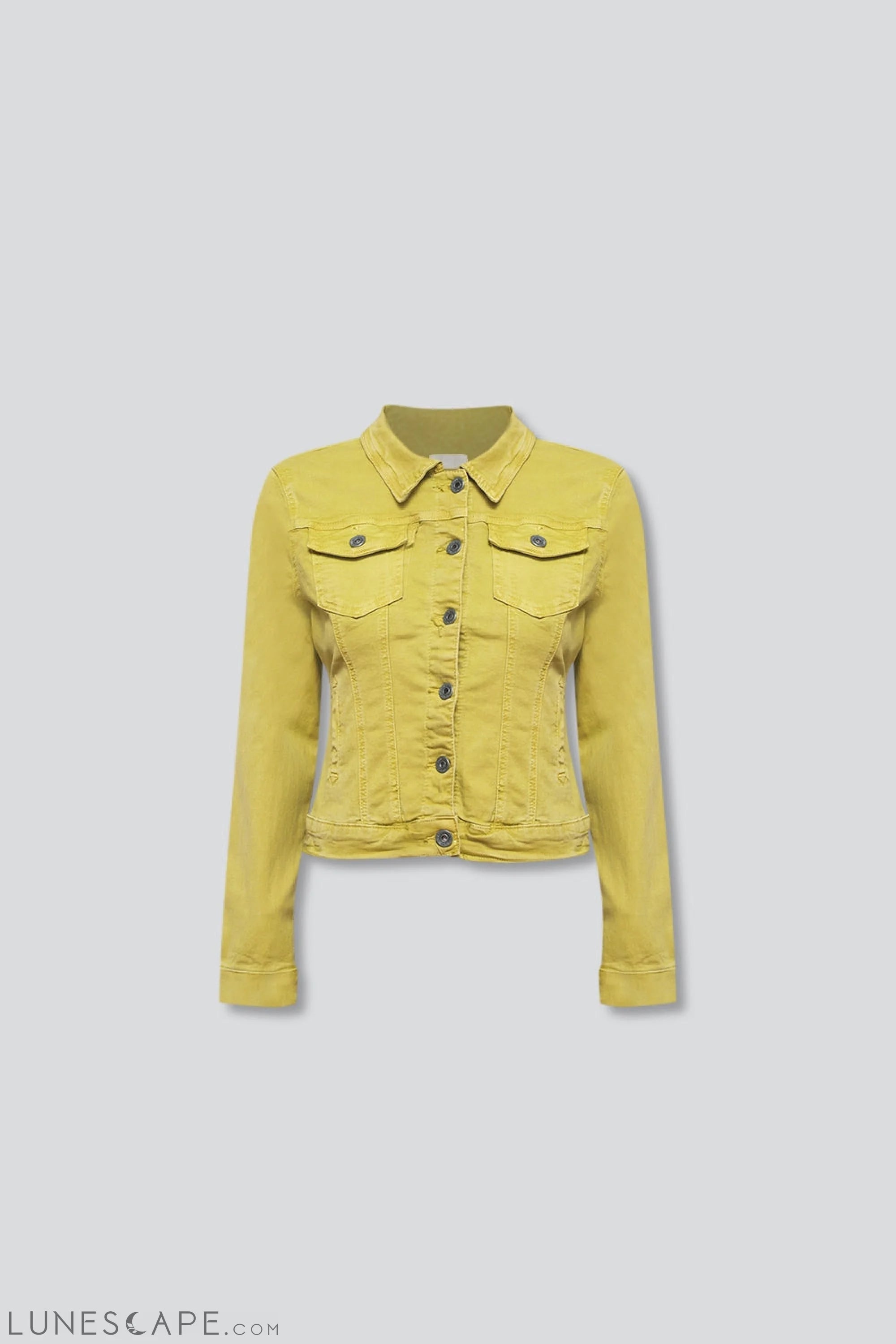 Slim Denim Trucker Jacket in Acid Lime LUNESCAPE