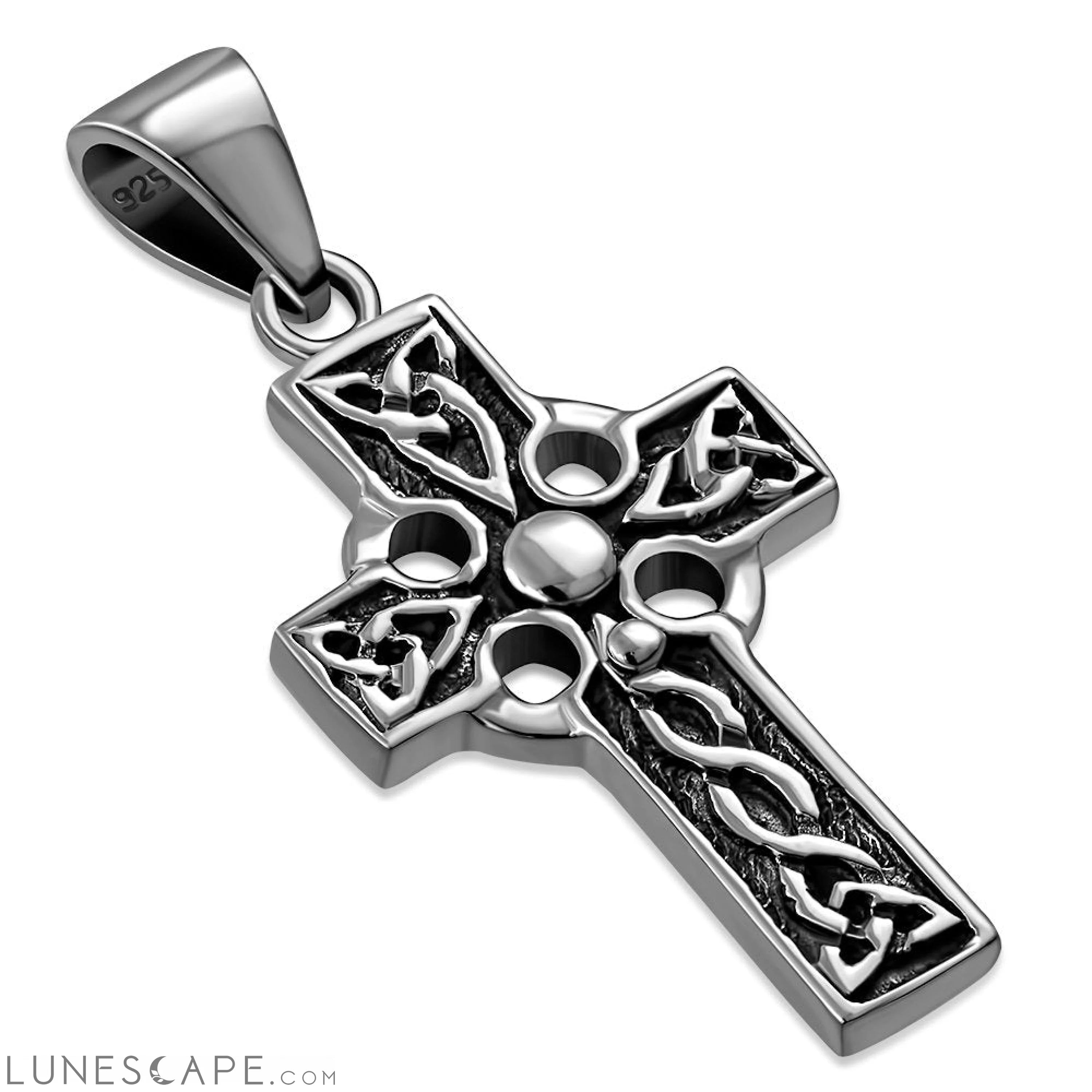 Small Celtic Knot Cross Silver Pendant LUNESCAPE