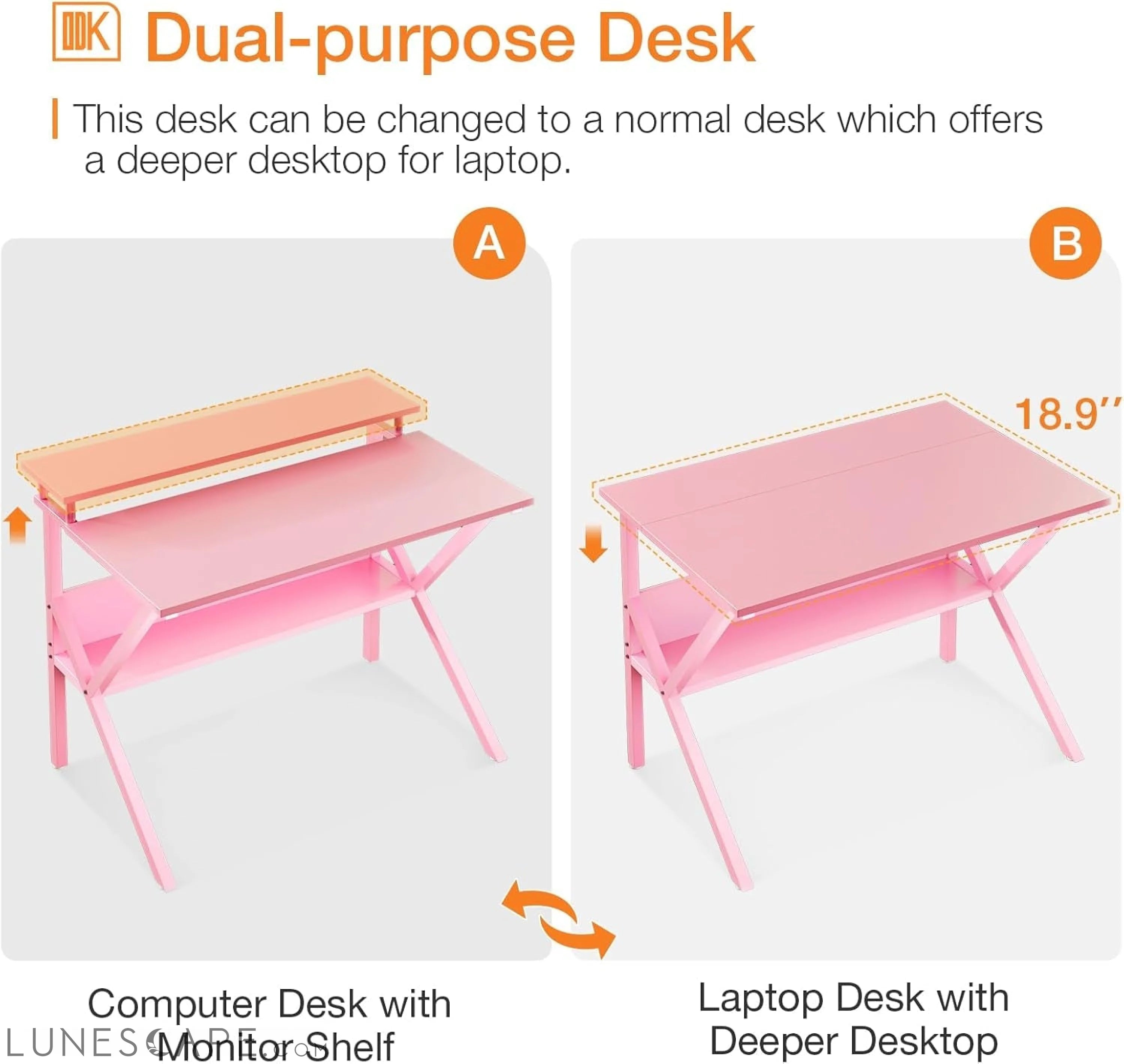 Small Desk, 27.5 Inch Small Computer Desk for Small Spaces, Compact LUNESCAPE