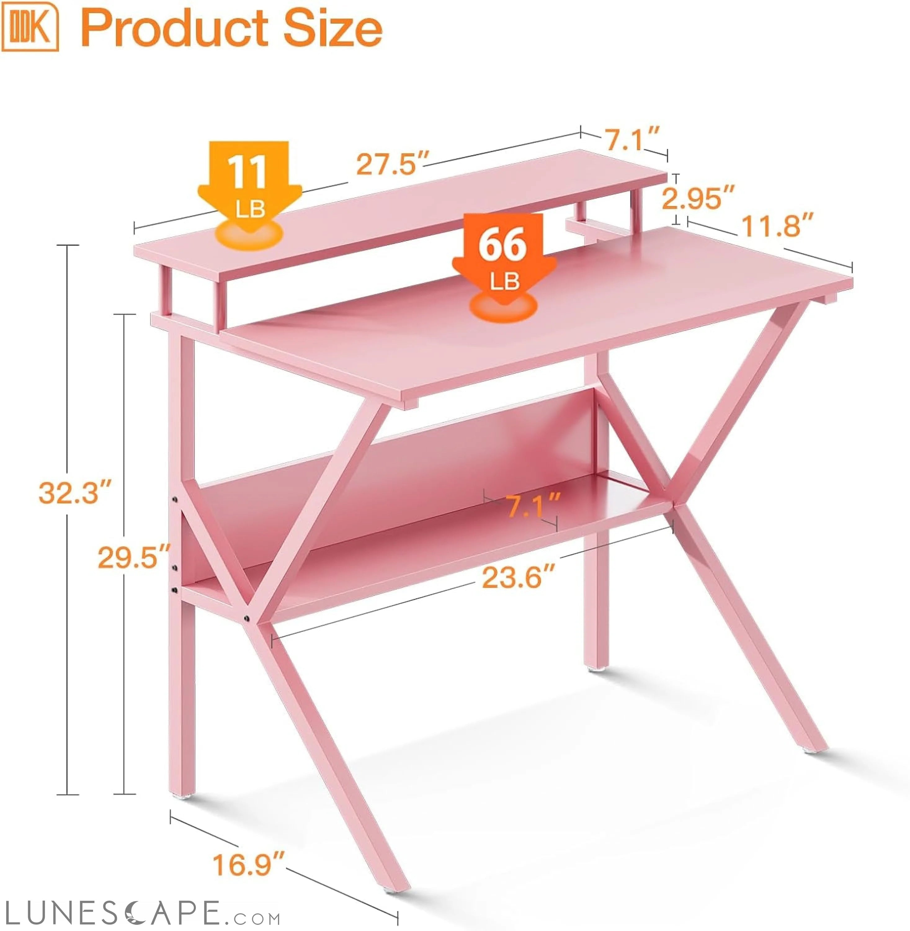 Small Desk, 27.5 Inch Small Computer Desk for Small Spaces, Compact LUNESCAPE
