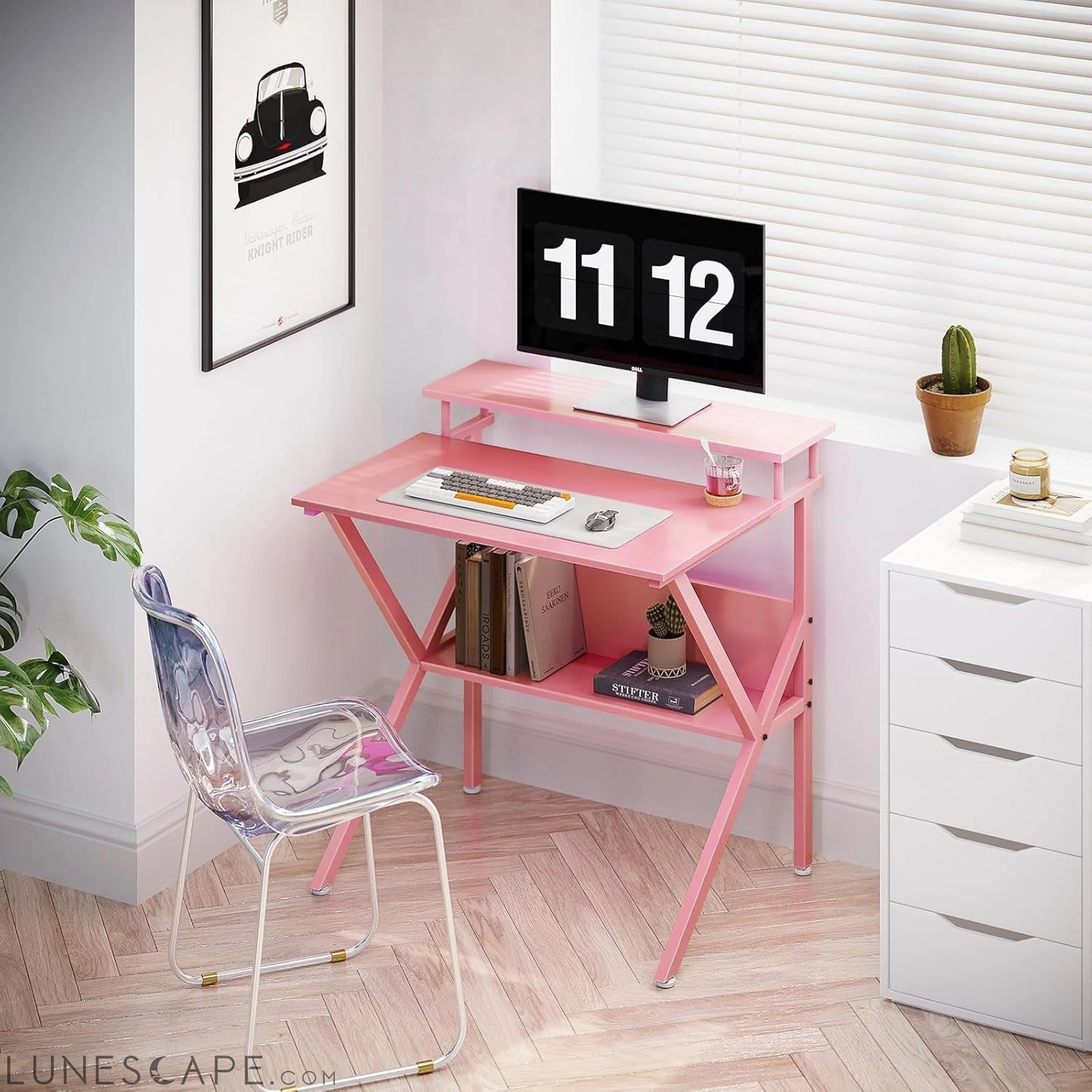 Small Desk, 27.5 Inch Small Computer Desk for Small Spaces, Compact LUNESCAPE
