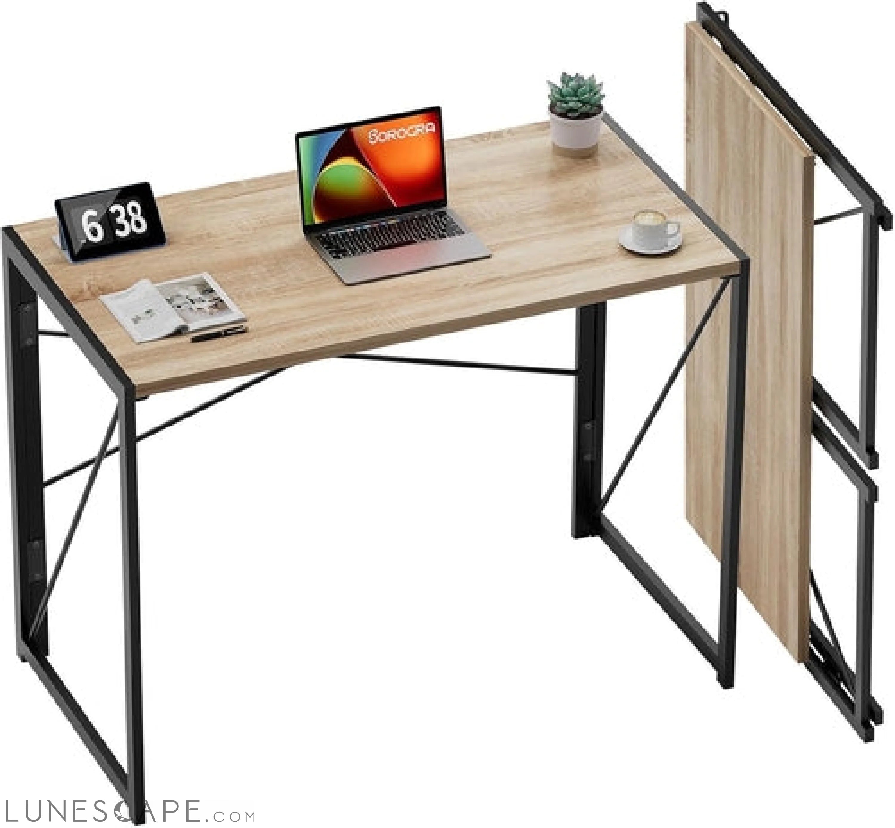 Small Folding Desk 31.5 Inch No Assembly Required Computer Desks, LUNESCAPE