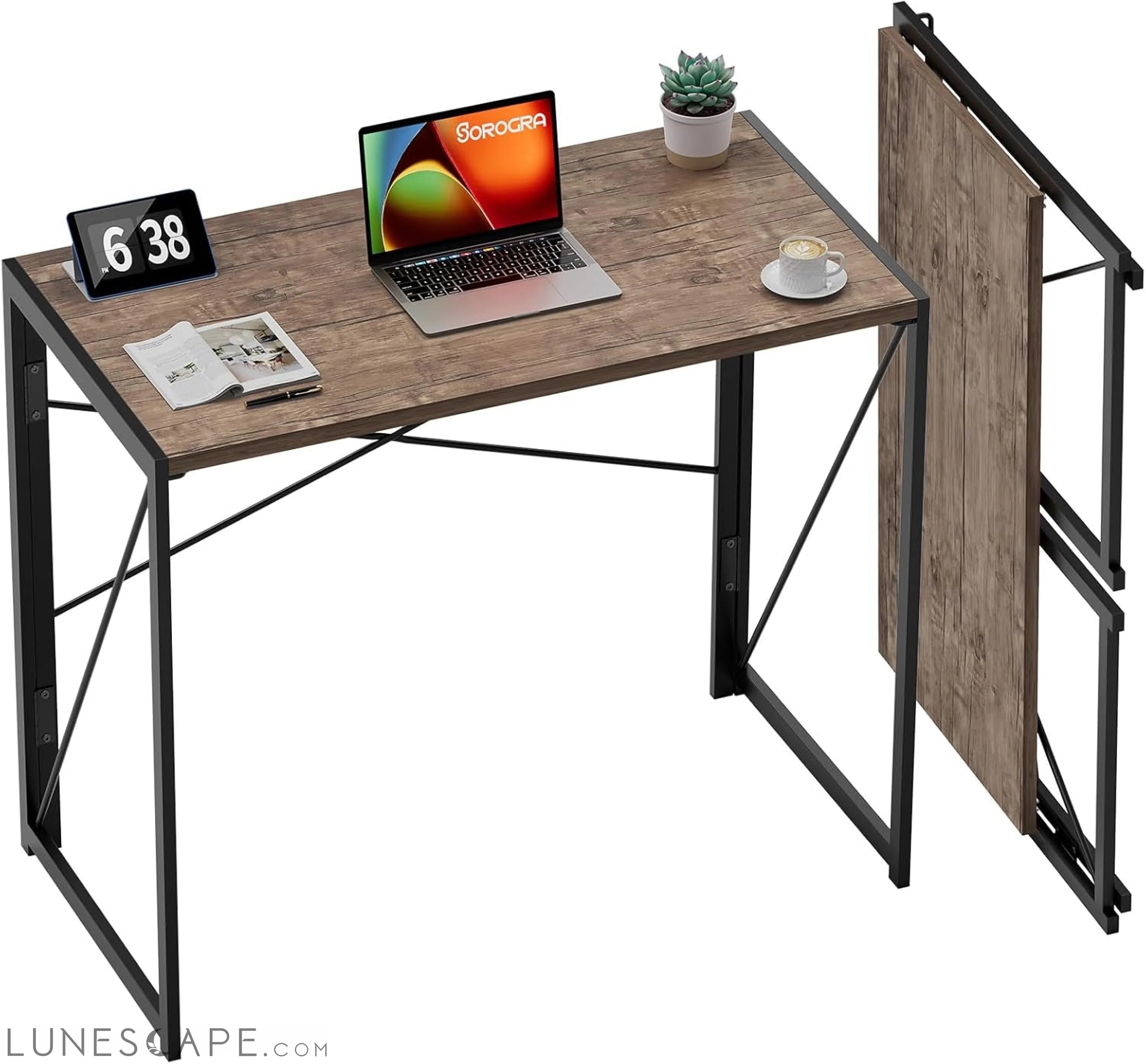 Small Folding Desk 31.5 Inch No Assembly Required Computer Desks, LUNESCAPE