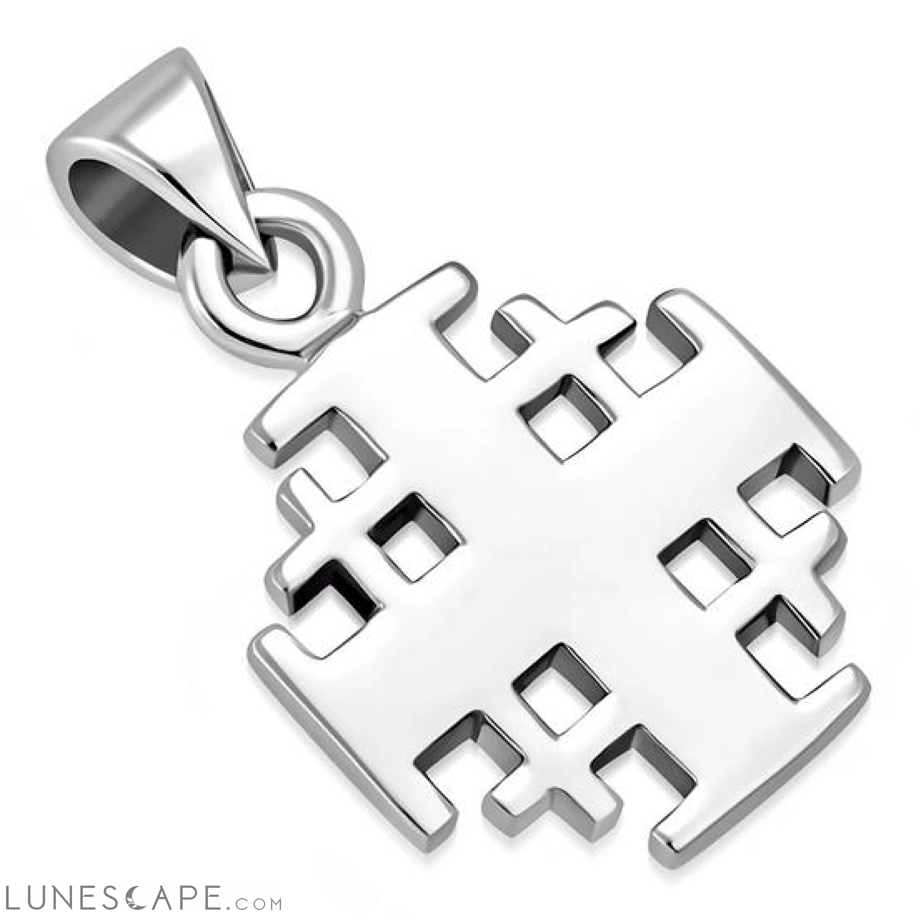 Small Jerusalem Cross Plain Silver Pendant LUNESCAPE