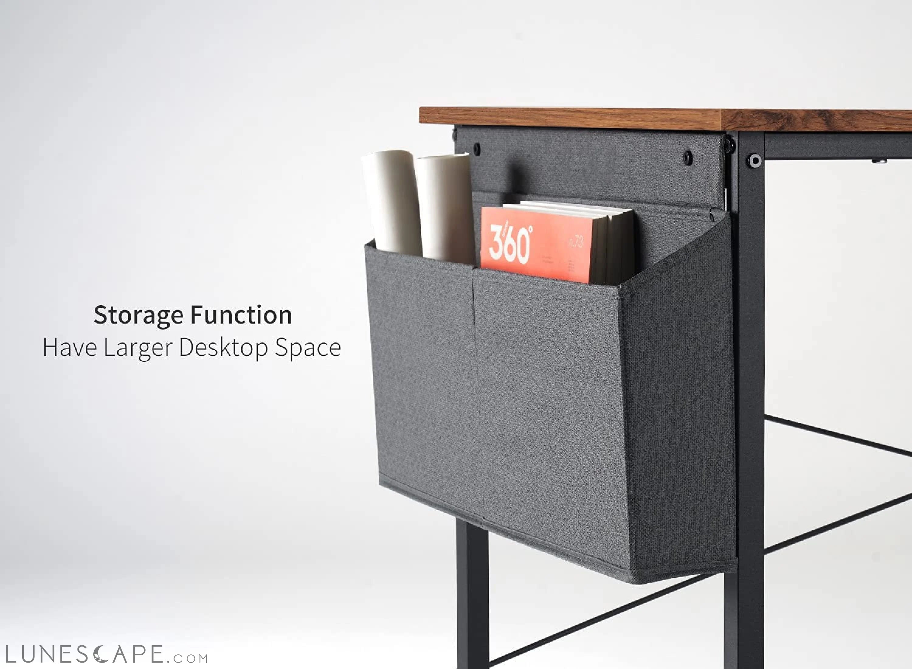 Small L-Shaped Desk with Storage Shelves LUNESCAPE