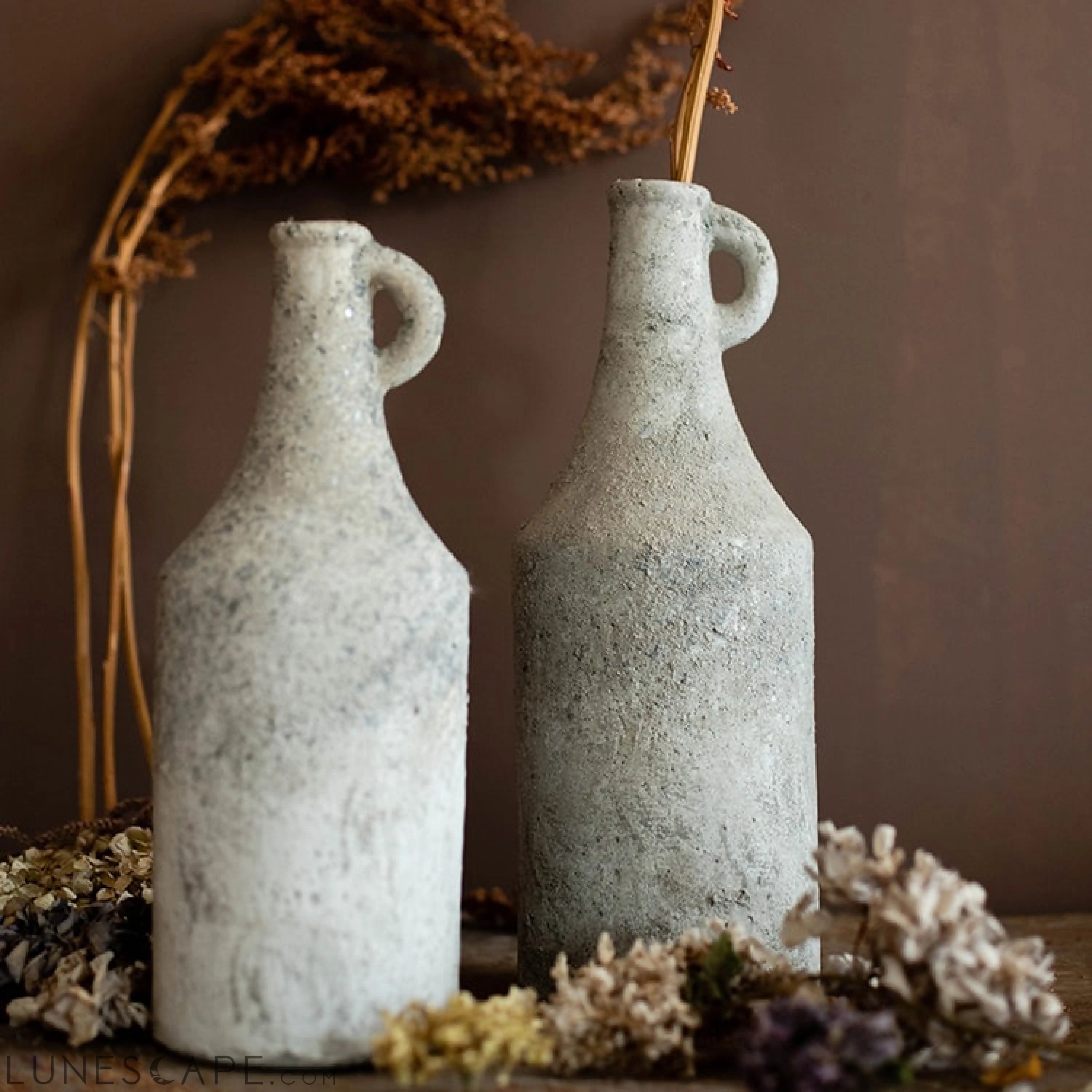 Small Opening Rough Textured Dried Flower Vase LUNESCAPE