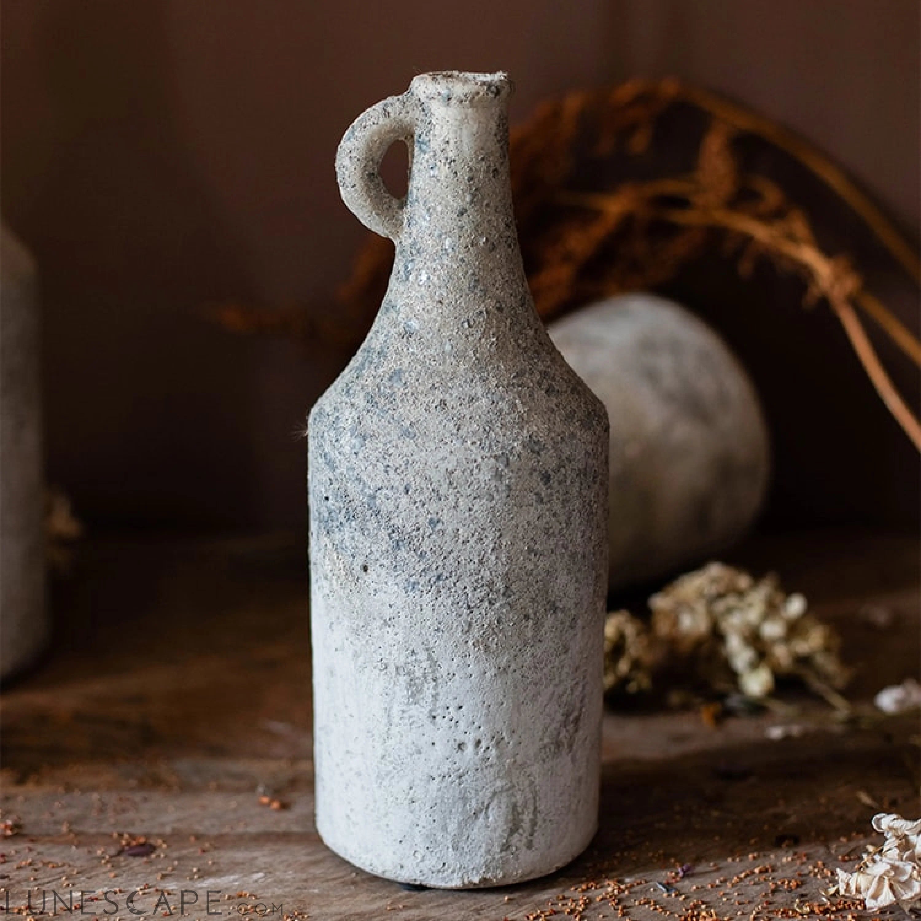 Small Opening Rough Textured Dried Flower Vase LUNESCAPE