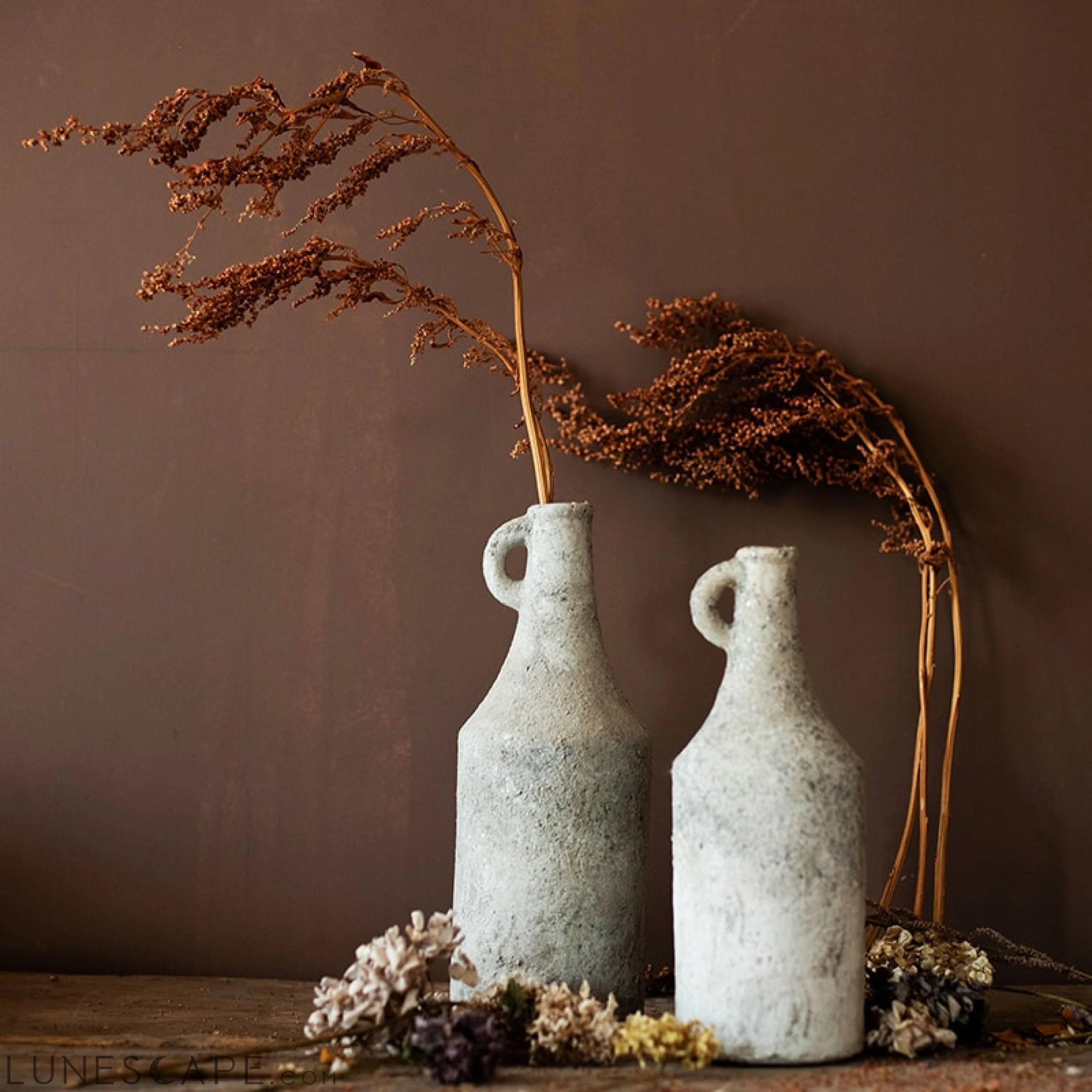 Small Opening Rough Textured Dried Flower Vase LUNESCAPE
